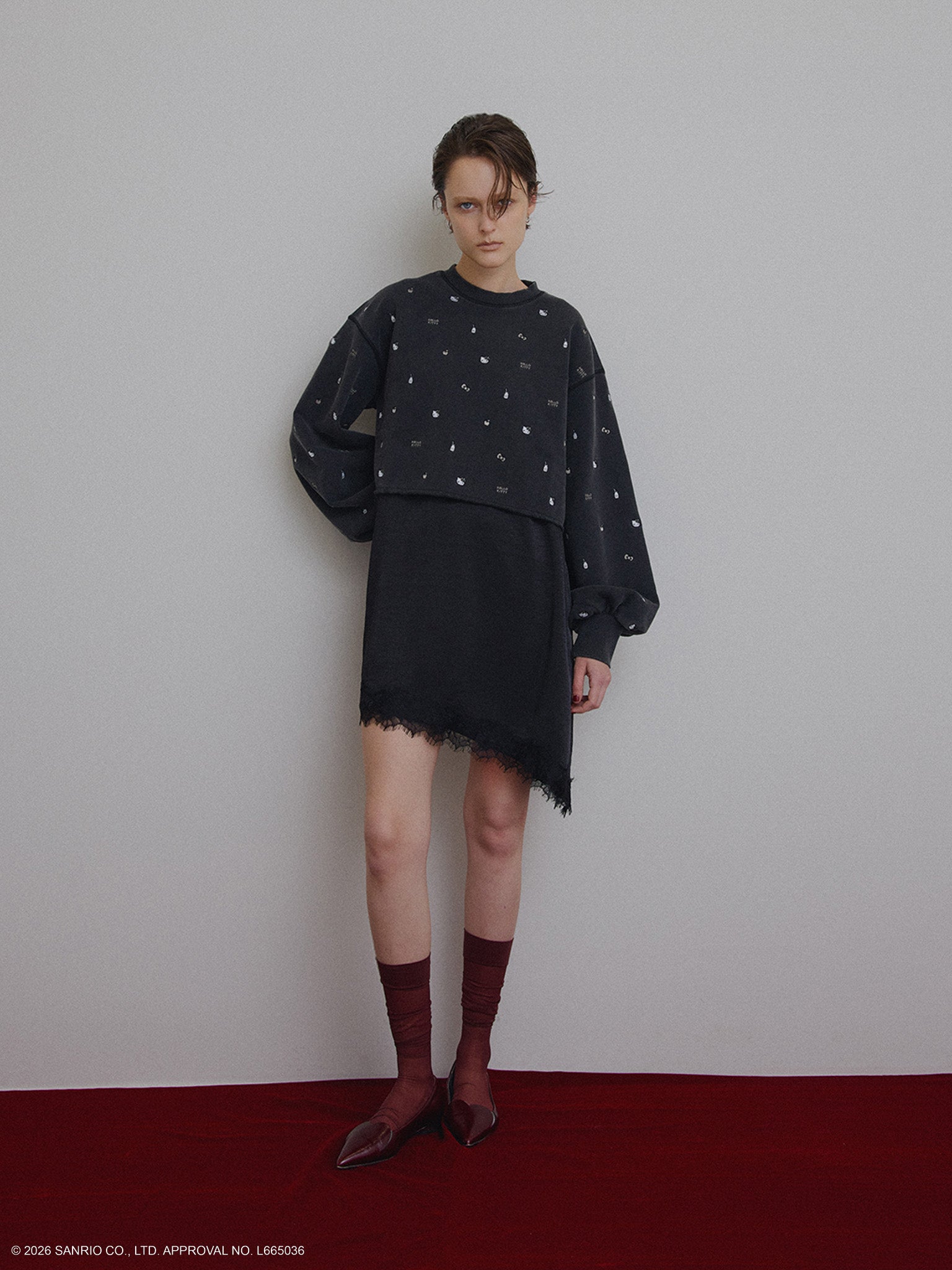 HELLO KITTY×Ameri EMBROIDERY SWEAT TOP