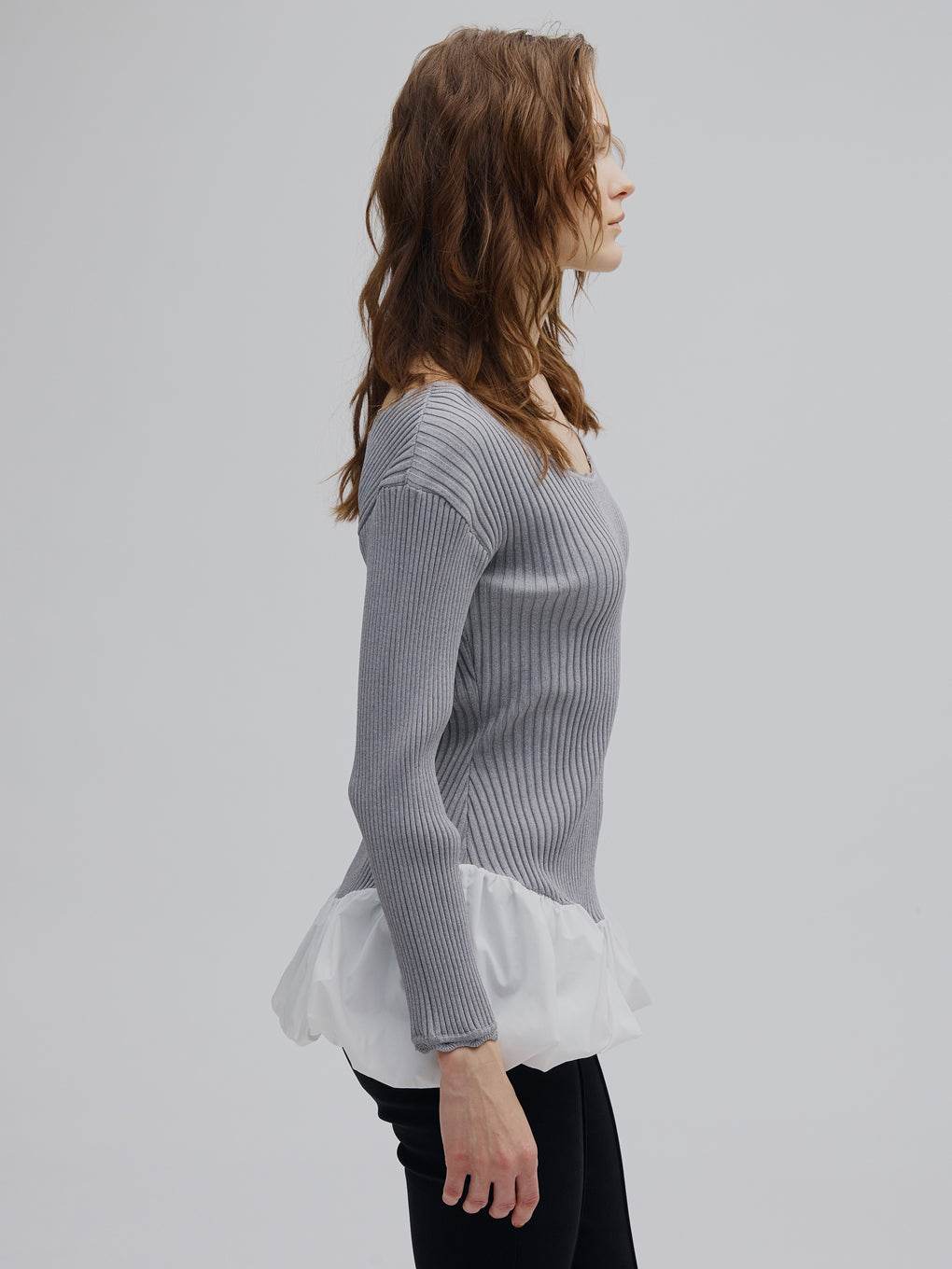BALLOON HEM DOCKING KNIT TOP