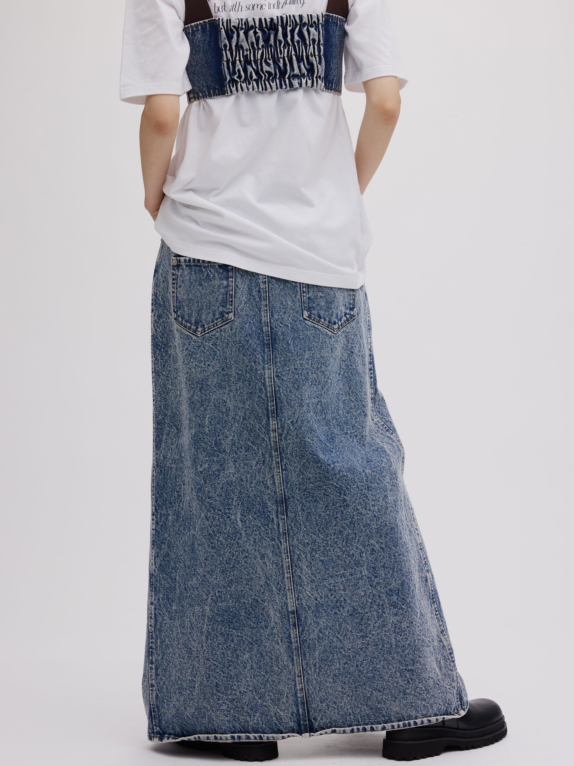 RIB MIX DENIM SKIRT