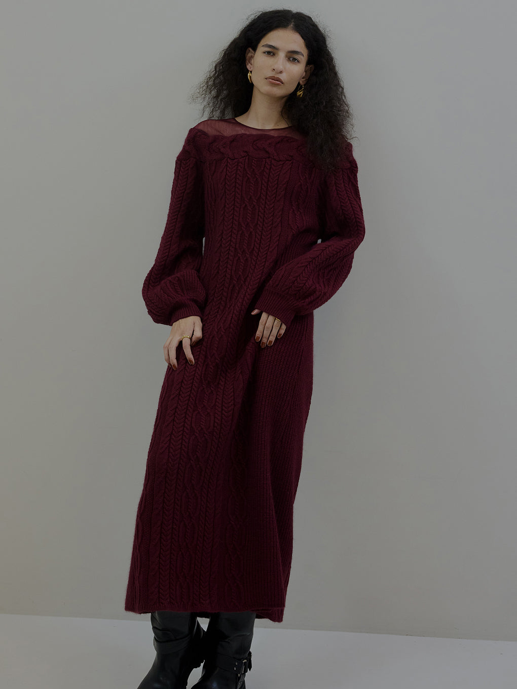 SHEER DOCKING LADY LIKE KNIT DRESS
