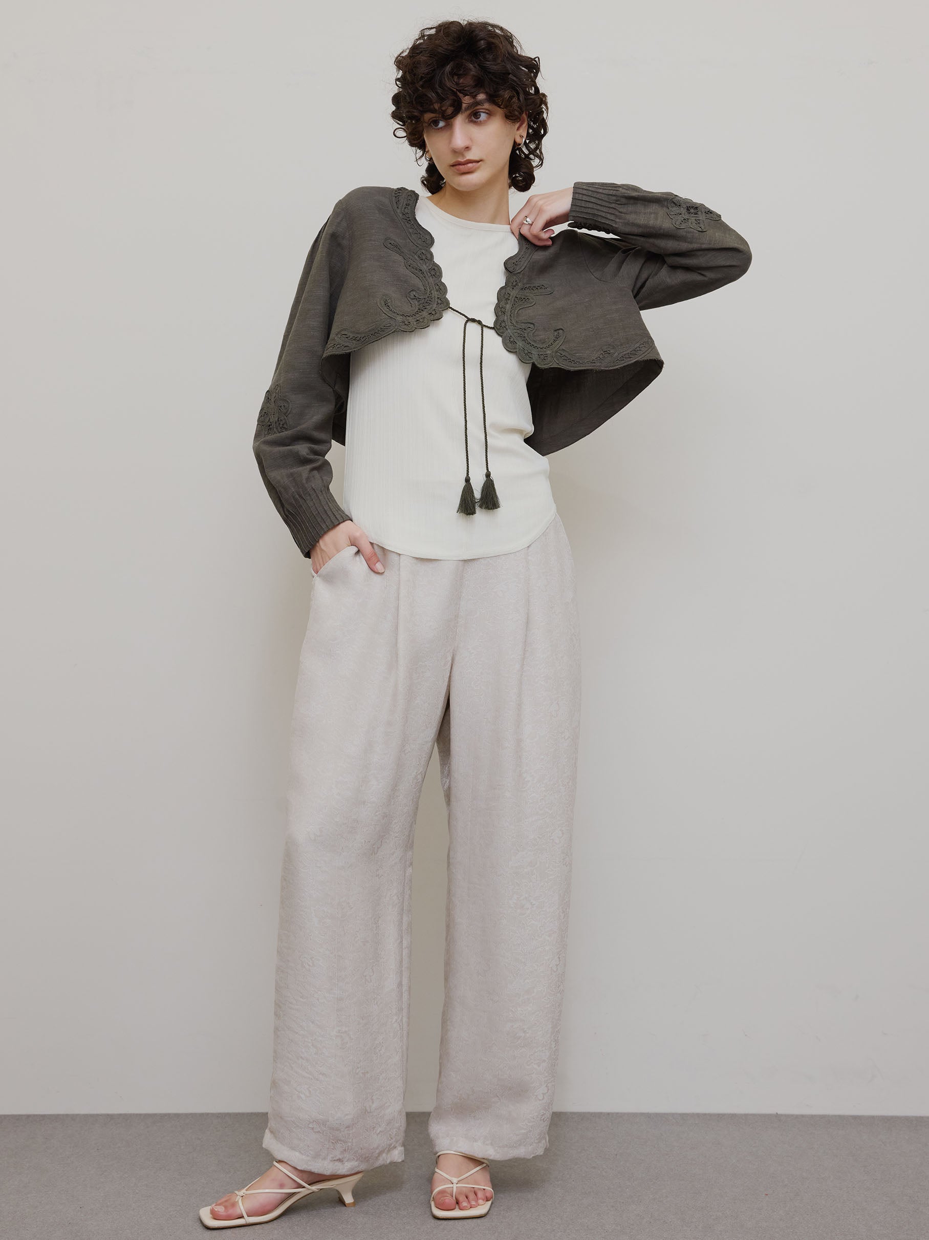 MEDI LILY JACQUARD STRAIGHT PANTS