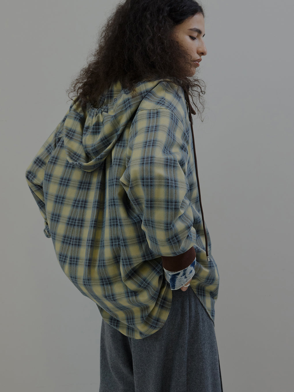 ZIP UP HOODIE CHECK SHIRT