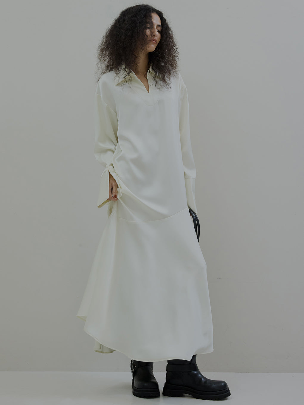 KNIT VEST SET SATIN DRESS