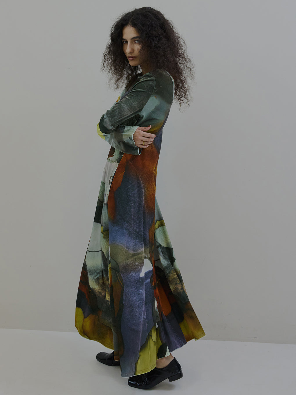 2WAY RUST INK ART VELOUR DRESS