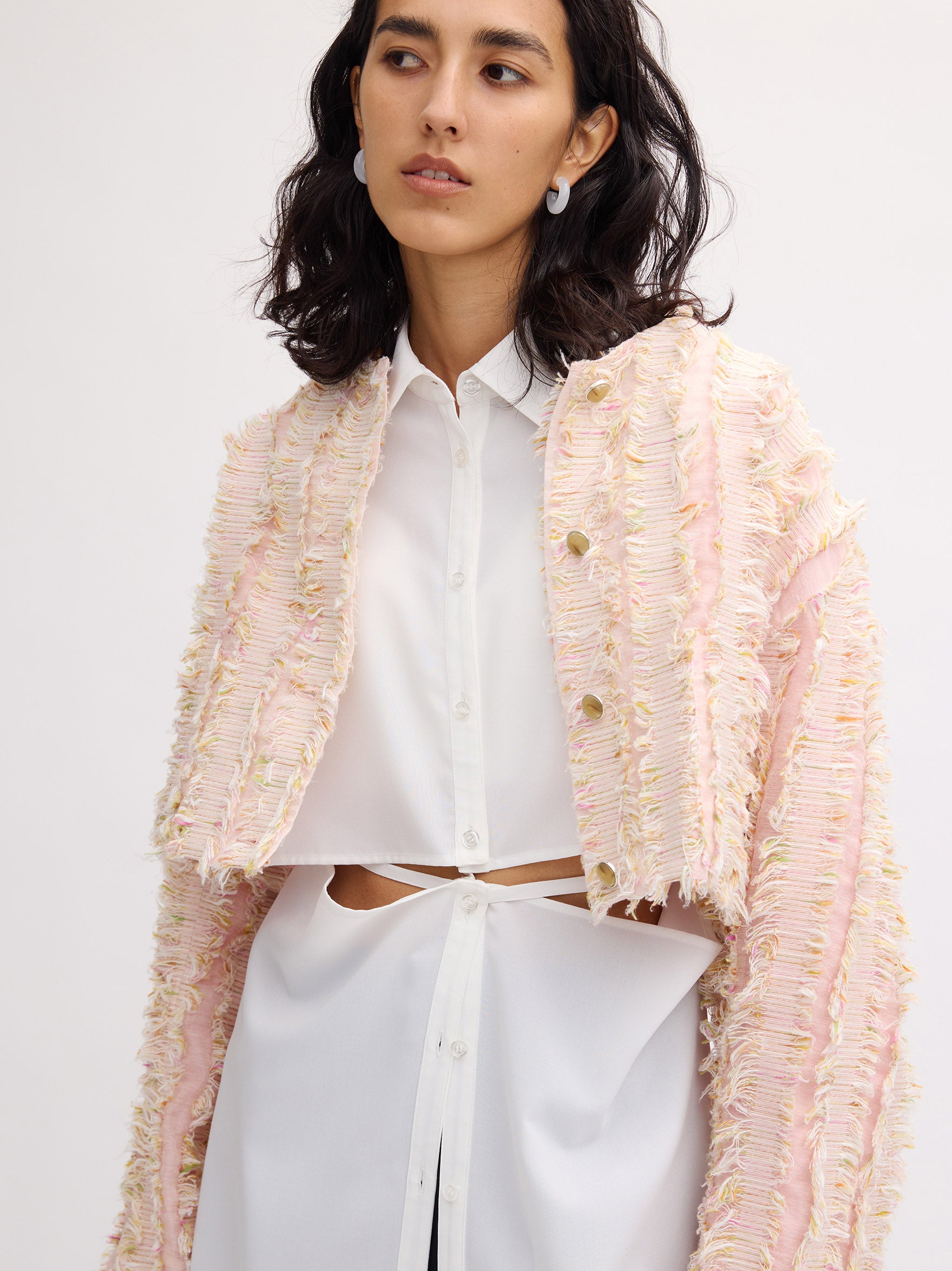 MIX PINK SHAGGY SHORT JACKET