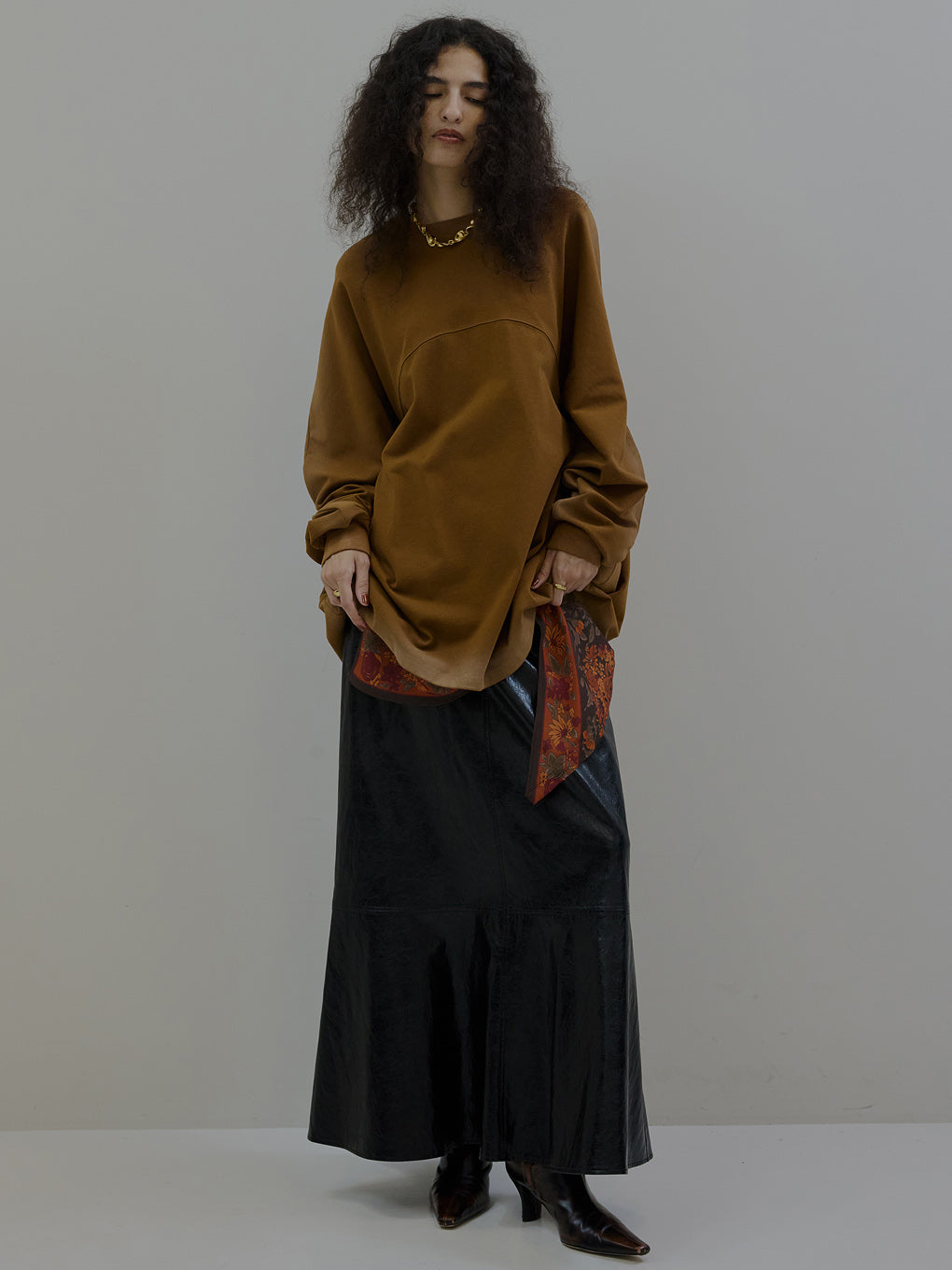 WAIST DESIGN BELT SEMI FLARE SKIRT