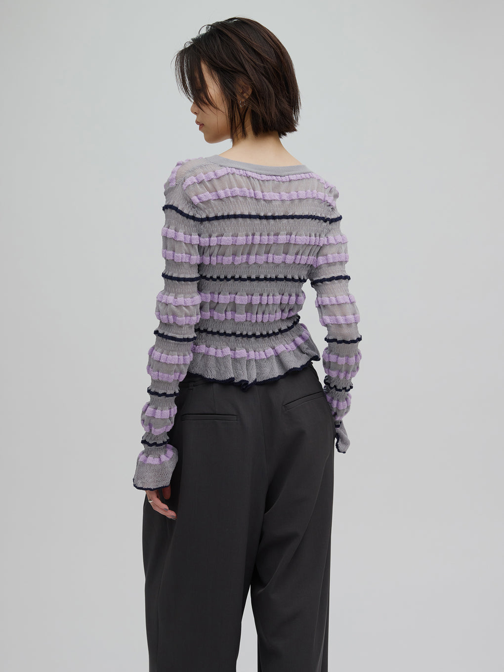 BUMPY MULTI BORDER KNIT TOP