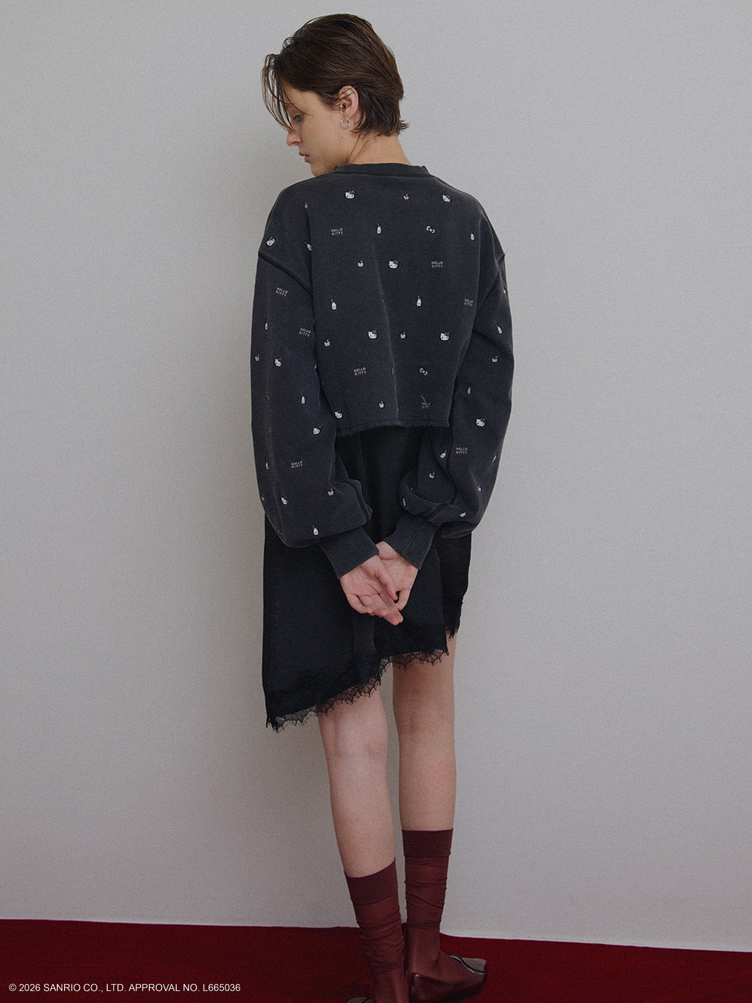 HELLO KITTY×Ameri EMBROIDERY SWEAT TOP