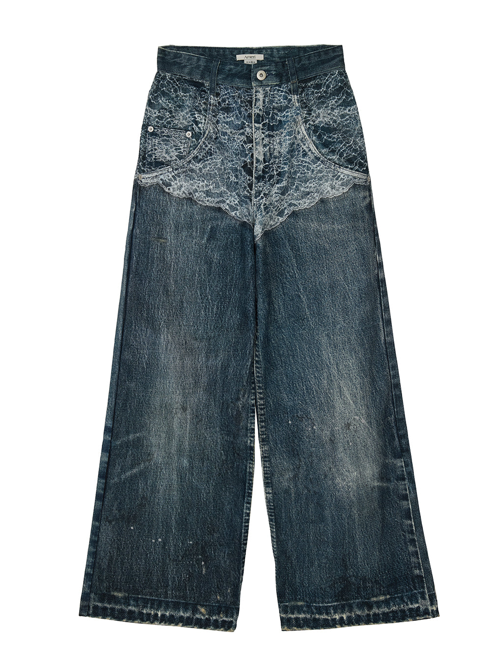 FAKE DENIM DOUBLE WAIST PANTS