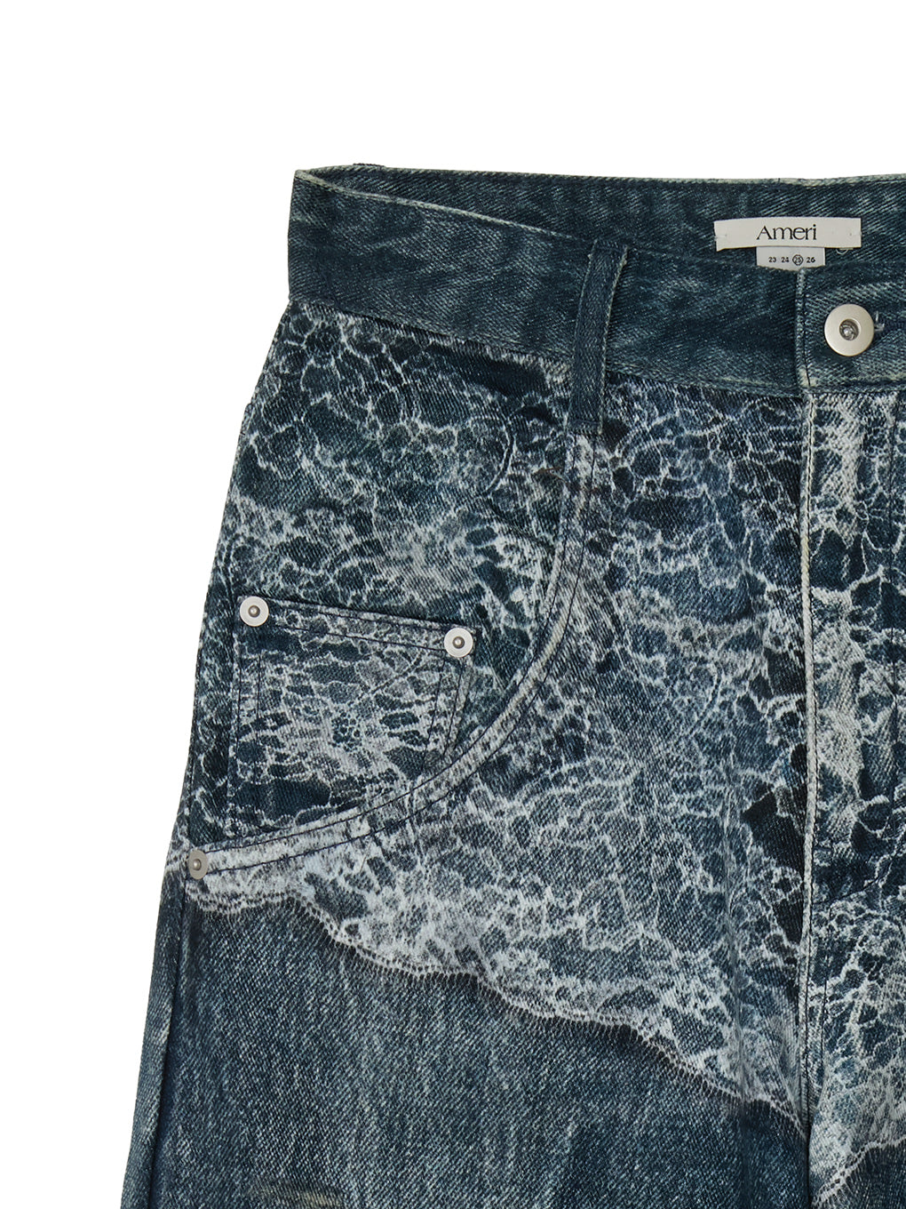 FAKE DENIM DOUBLE WAIST PANTS