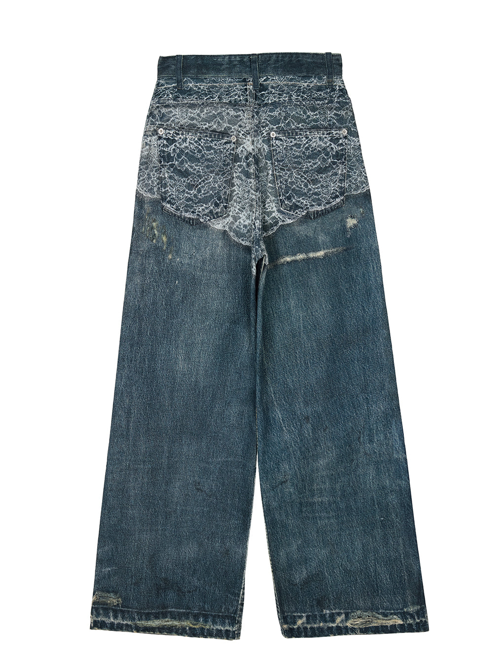 FAKE DENIM DOUBLE WAIST PANTS