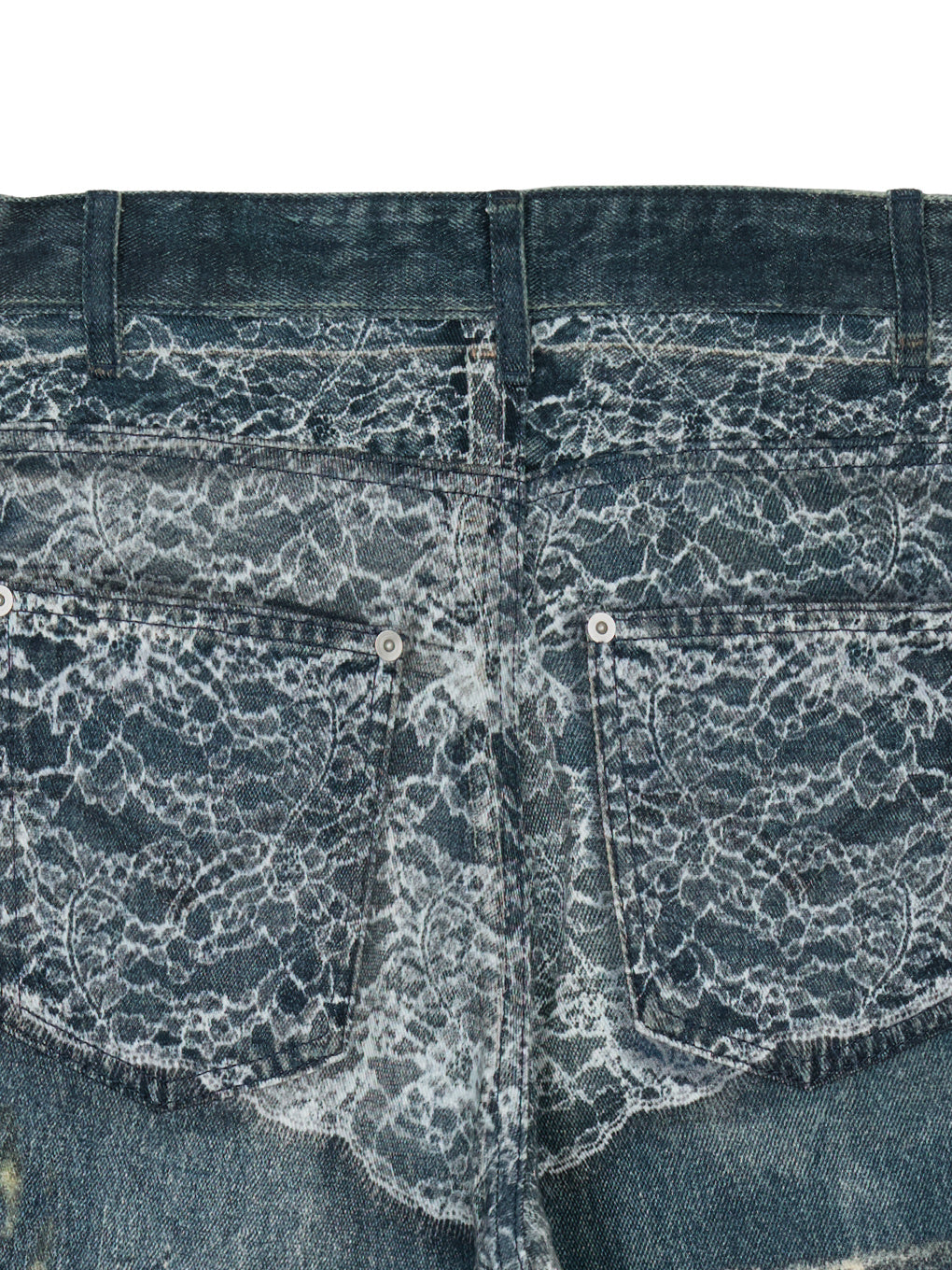 FAKE DENIM DOUBLE WAIST PANTS