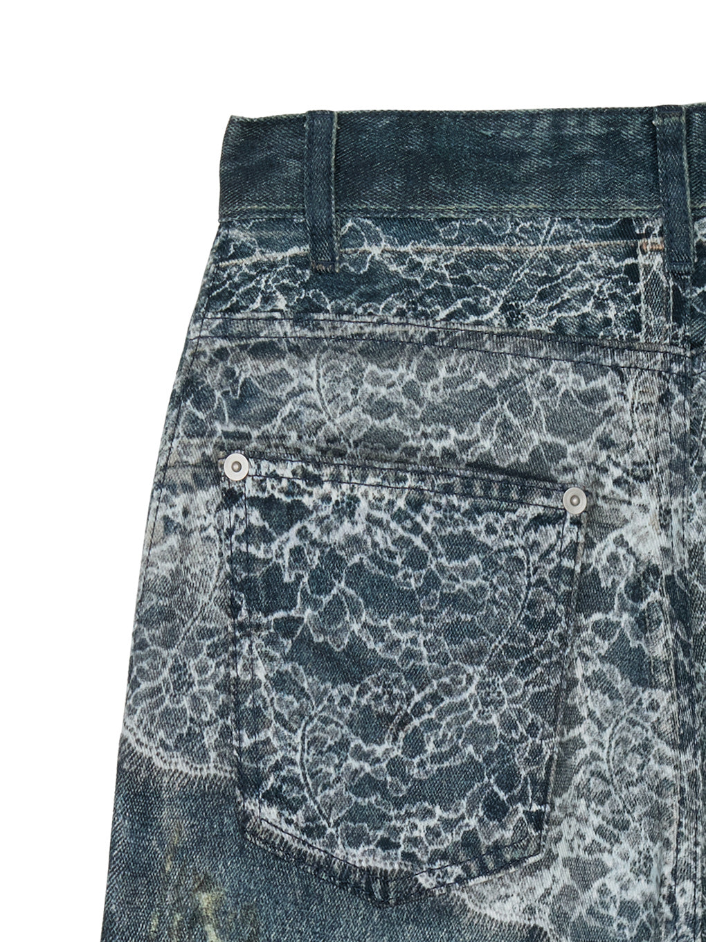 FAKE DENIM DOUBLE WAIST PANTS