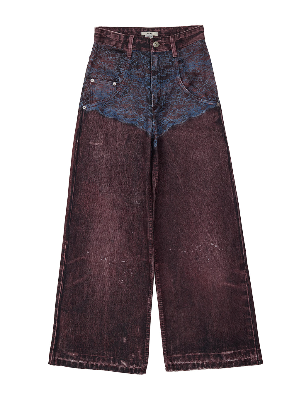 FAKE DENIM DOUBLE WAIST PANTS