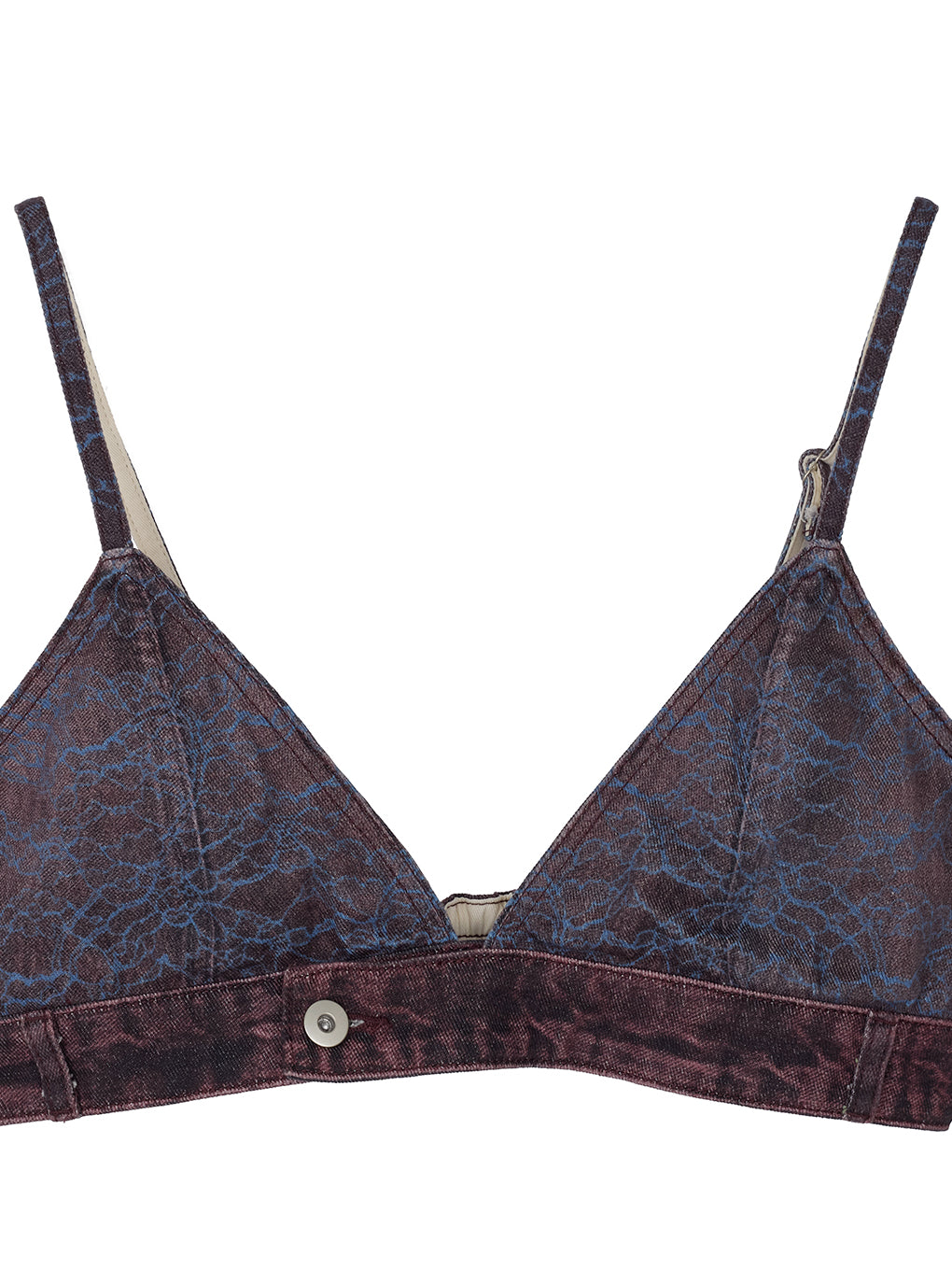 FAKE DENIM LACE BUSTIER
