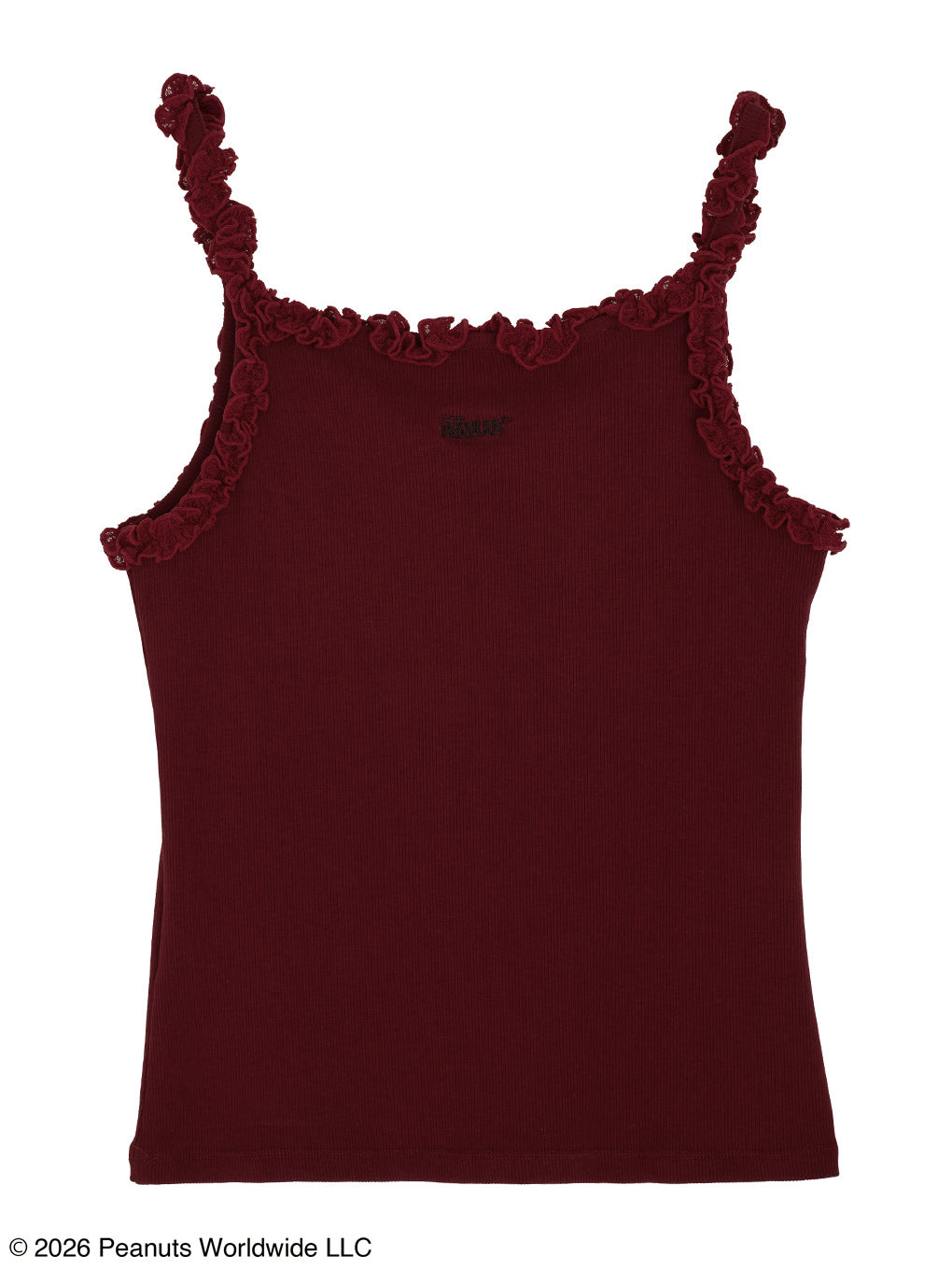 VINTAGE PEANUTS TWIST FRILL RIB CUT CAMISOLE
