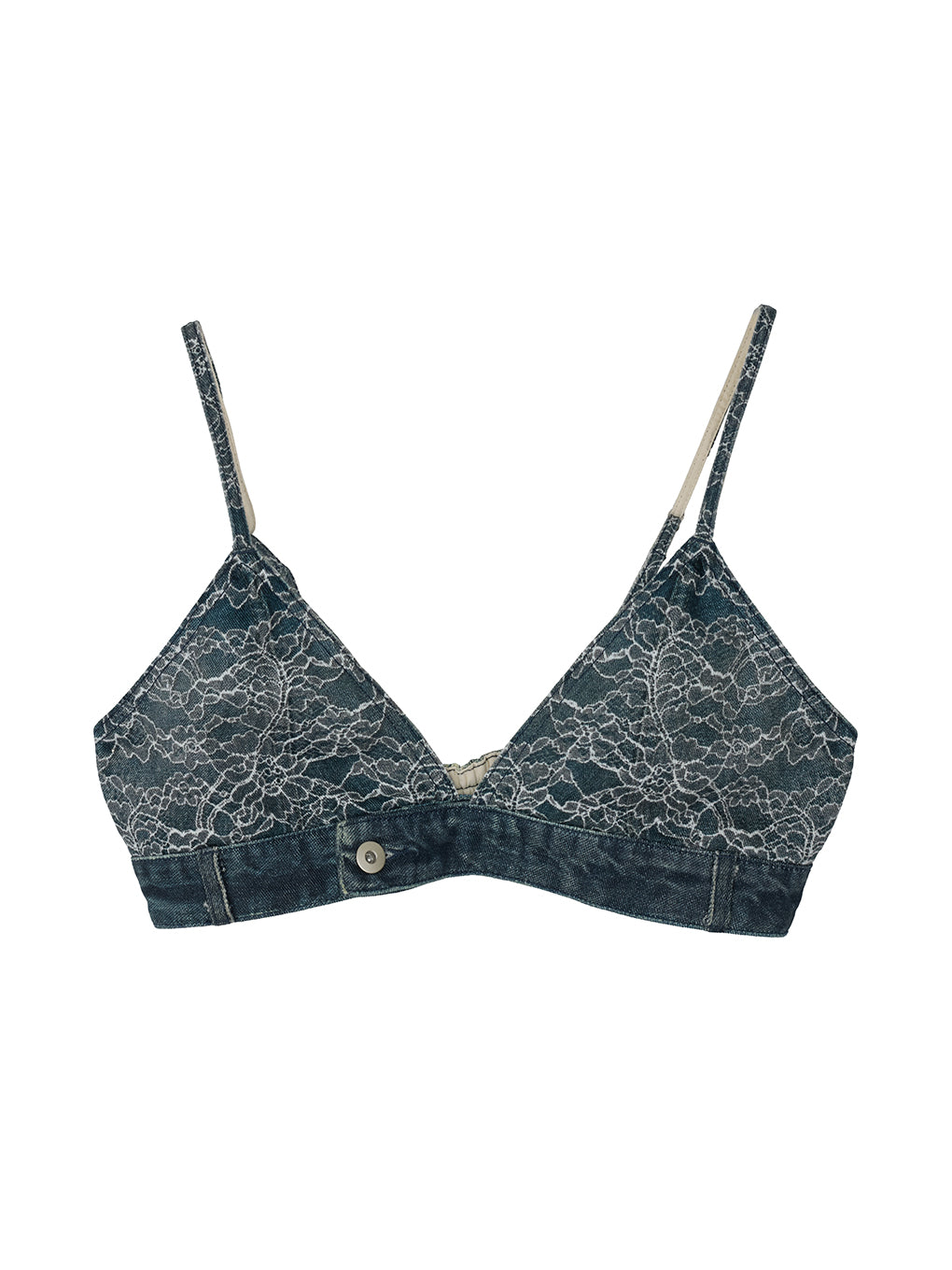 FAKE DENIM LACE BUSTIER