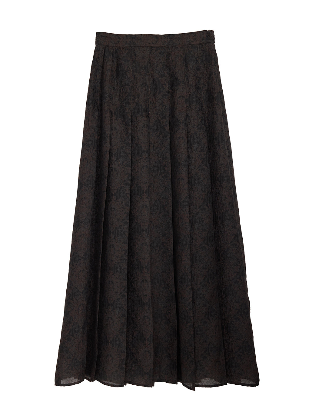 SHEER DAMASK JACQUARD PLEATED SKIRT
