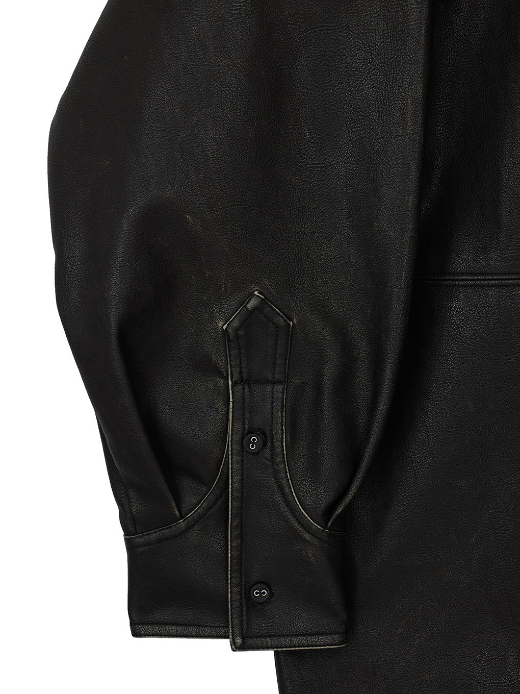 PINTUCK SYNTHETIC LEATHER SHIRT