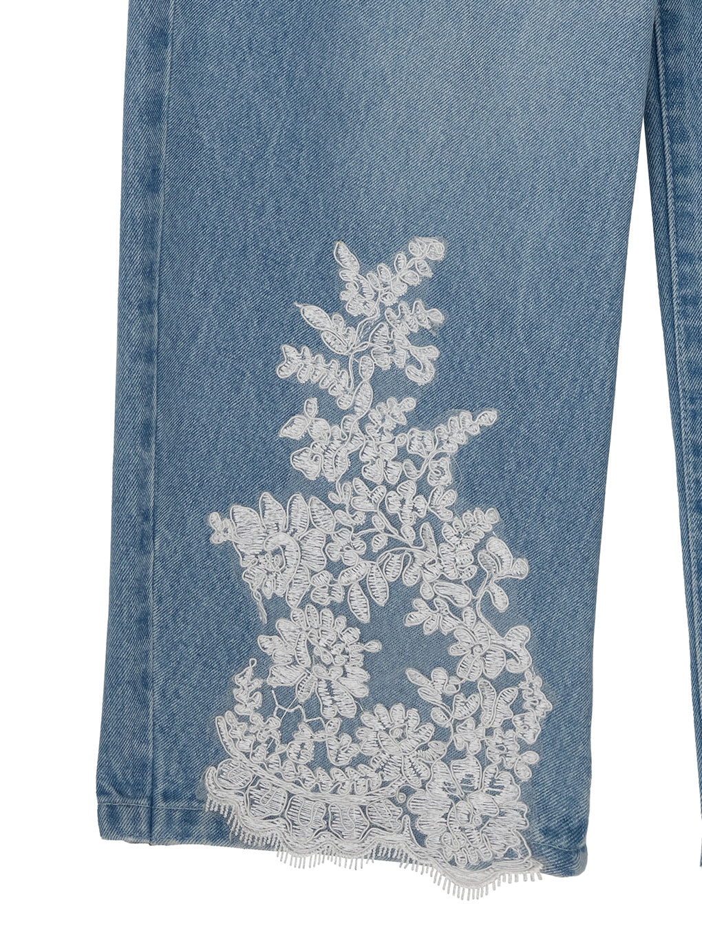 UND WIDE TUCK LACE DENIM PANTS