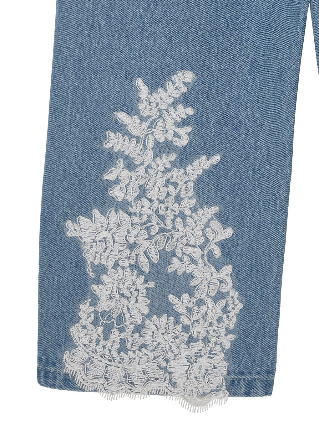 UND WIDE TUCK LACE DENIM PANTS