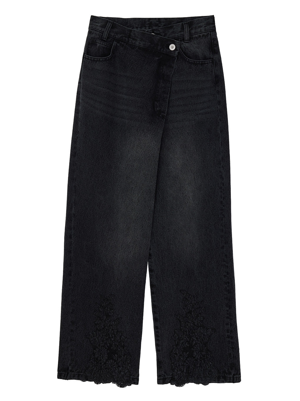 UND WIDE TUCK LACE DENIM PANTS