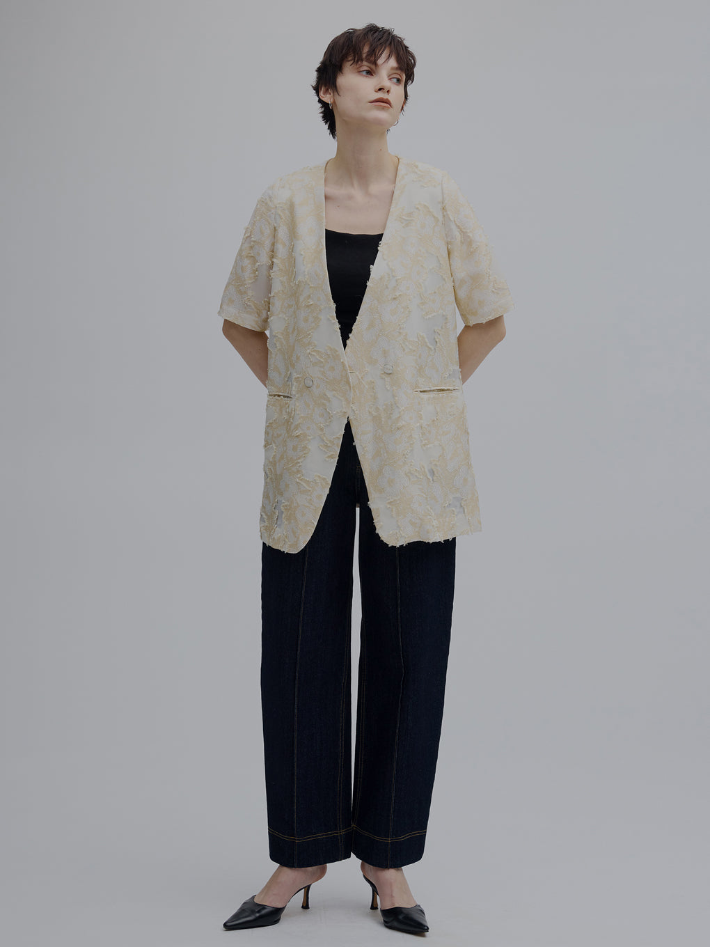 CUT JACQUARD JACKET SET UP