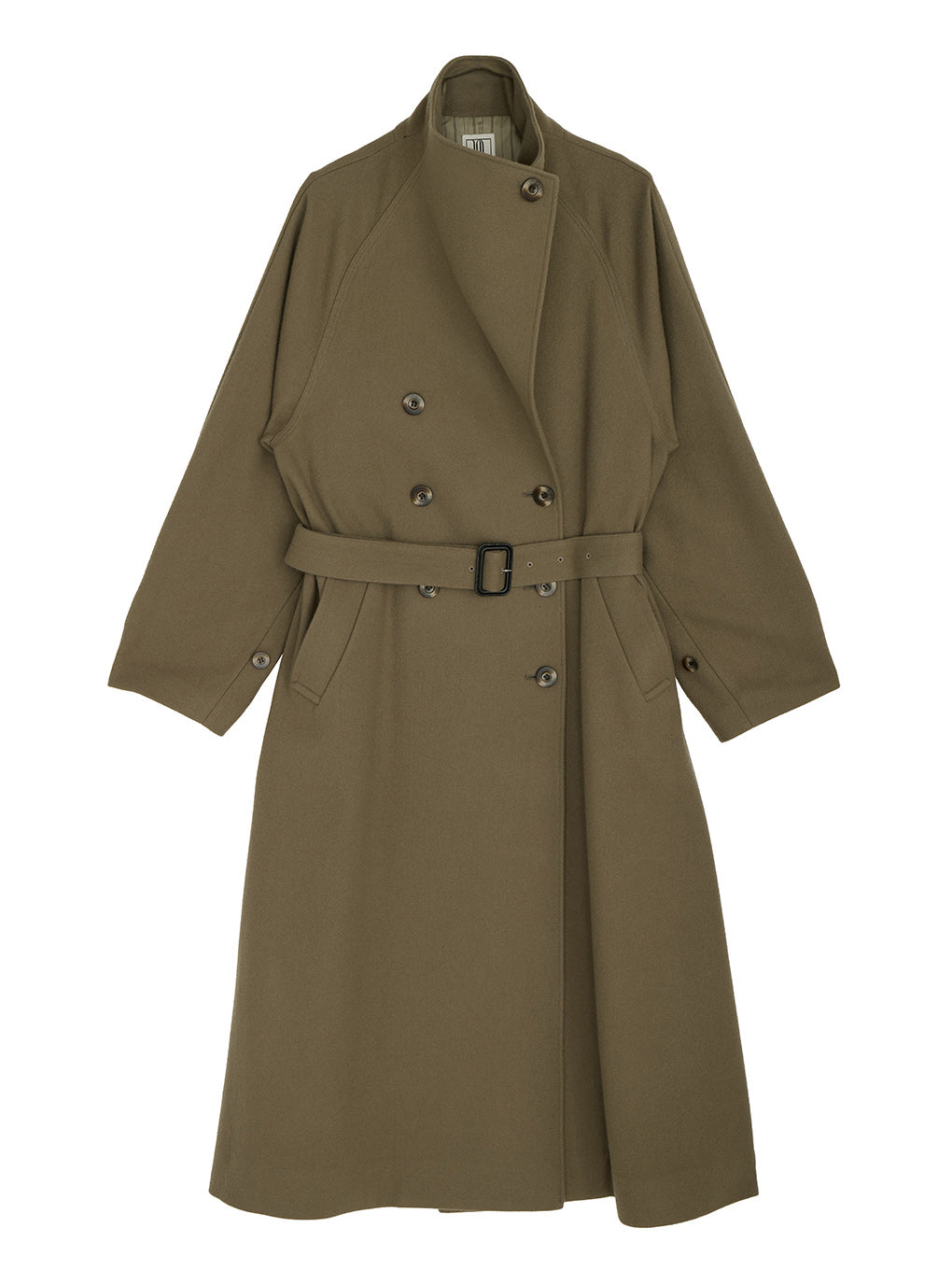 UND WOOL ASYMMETRY STAND COLLAR COAT