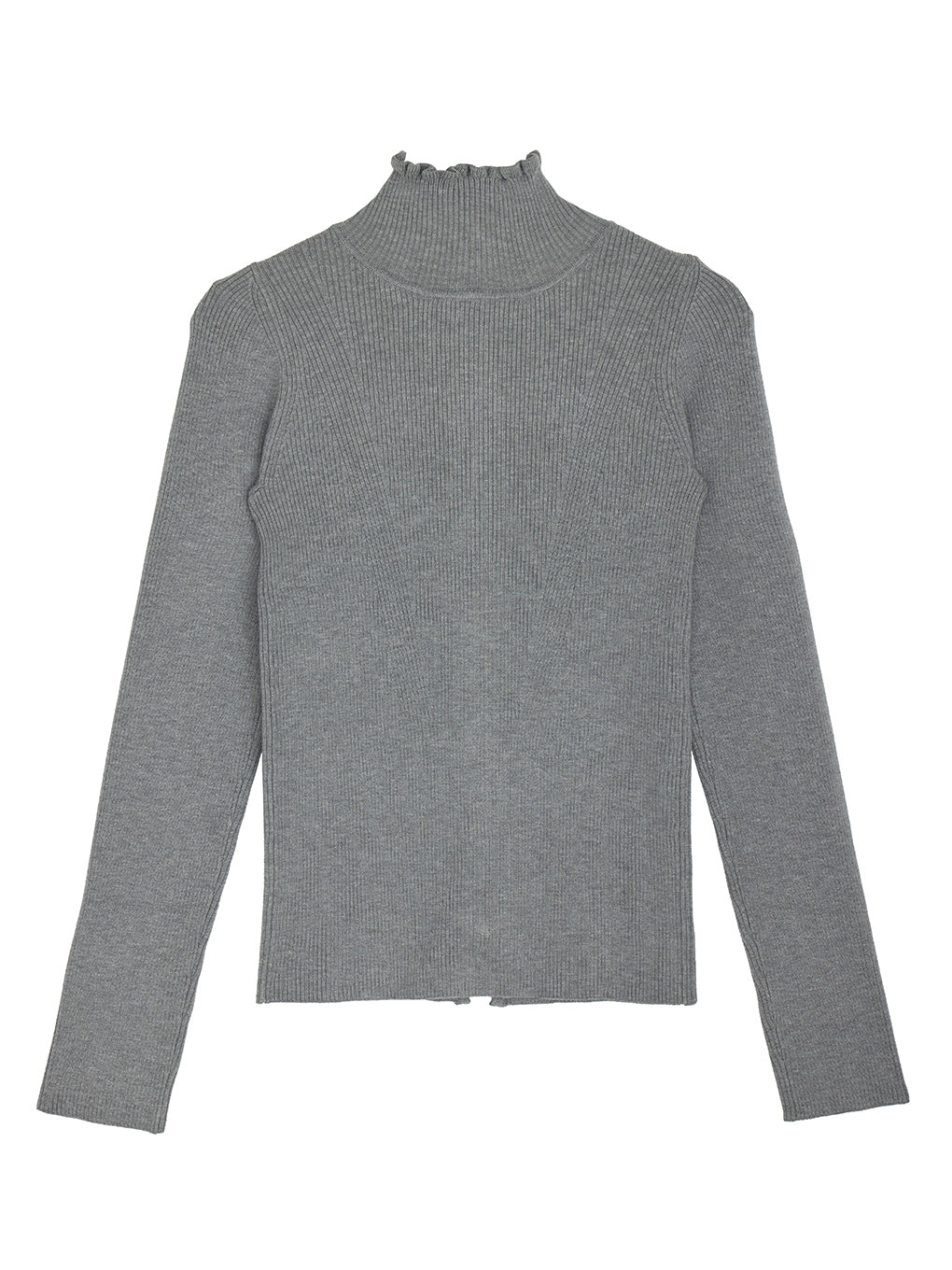 UND 2WAY FRILL NECK ZIP KNIT TOP