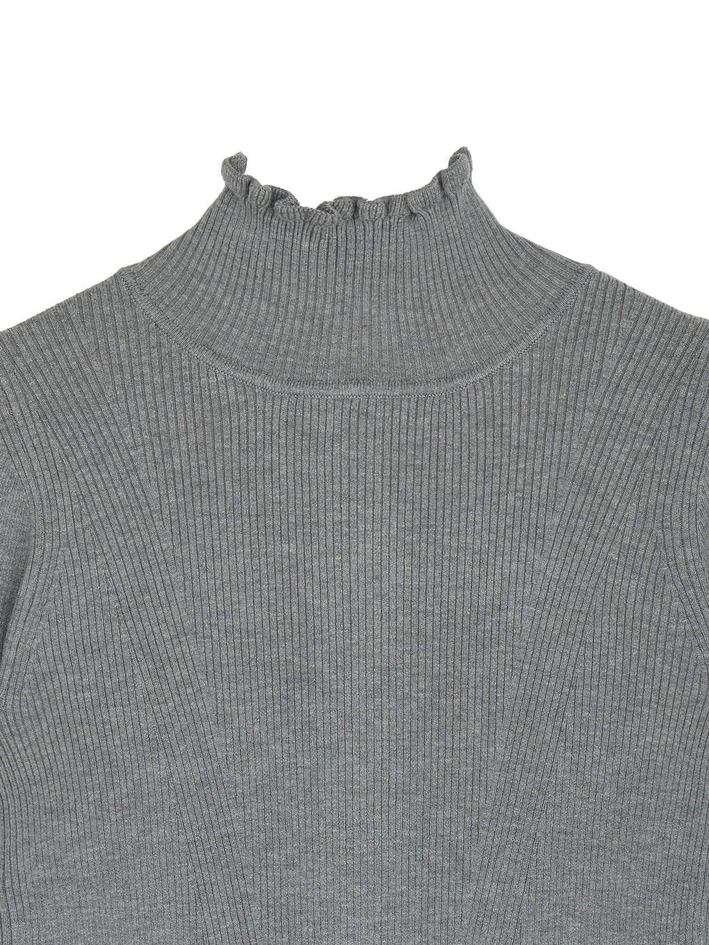 UND 2WAY FRILL NECK ZIP KNIT TOP