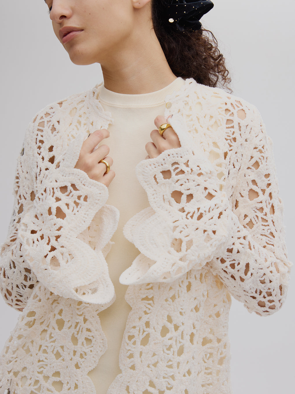 Ameri正規品★UND VELOUR LACE PEPLUM KNIT TOP UND VELOUR LACE PEPLUM KNIT TOP