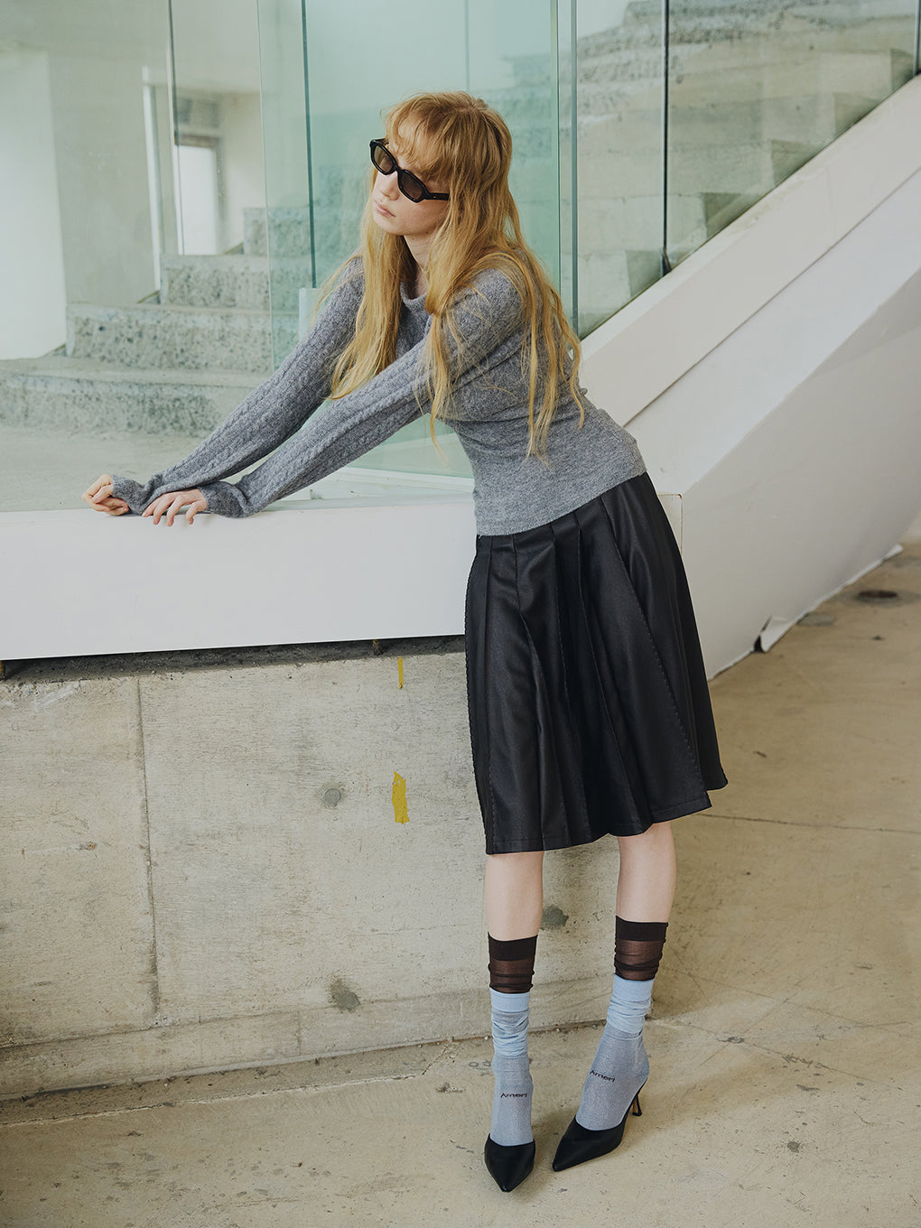 Tabio×Ameri SHEER LOGO HIGH SOCKS