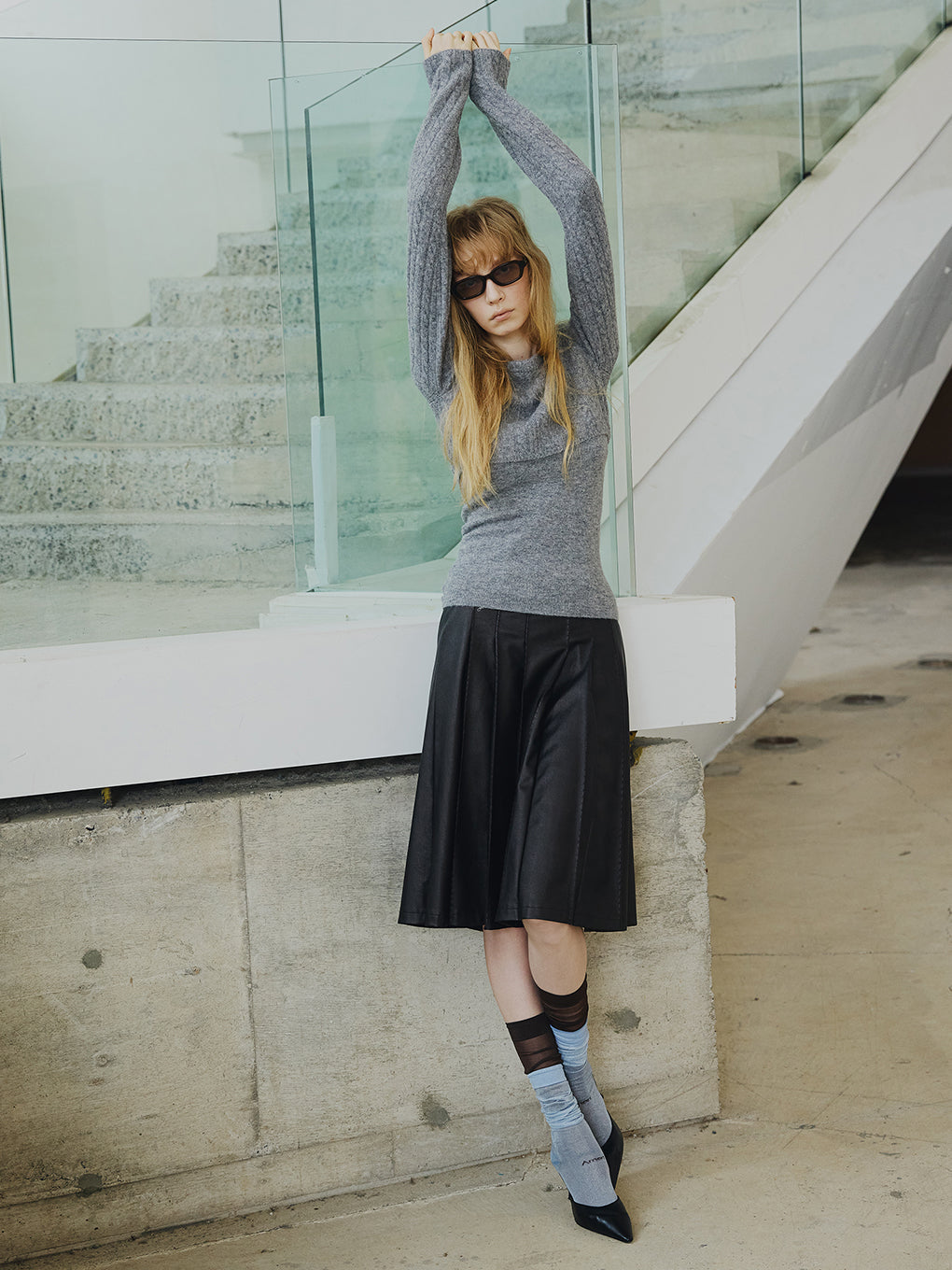 Tabio×Ameri SHEER LOGO HIGH SOCKS