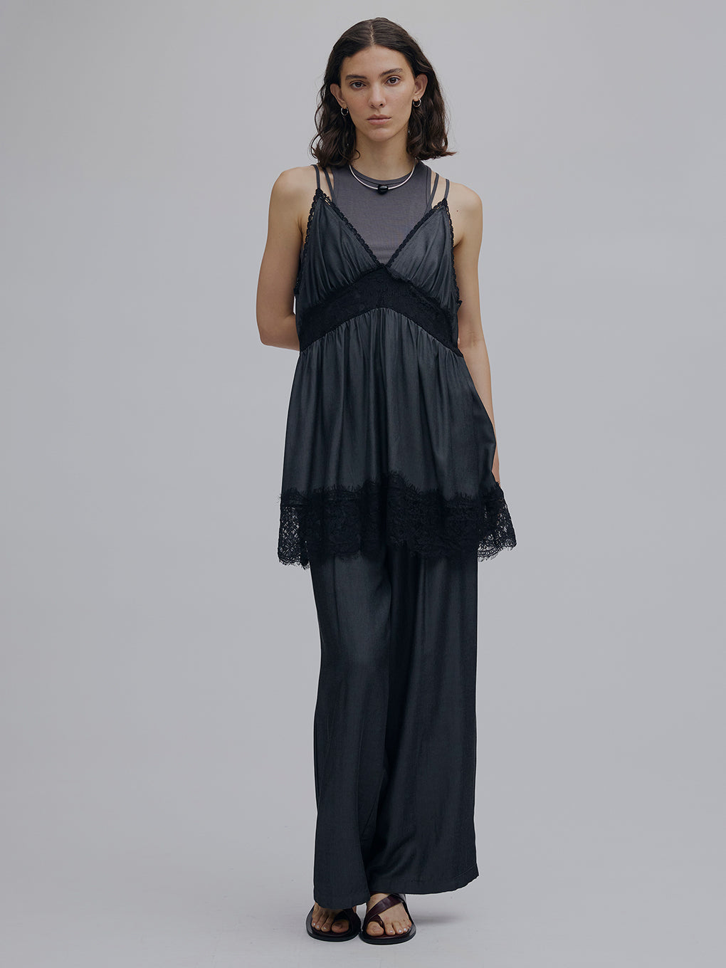 MEDI DENIM TOUCH LACE MIX TUNIC CAMISOLE