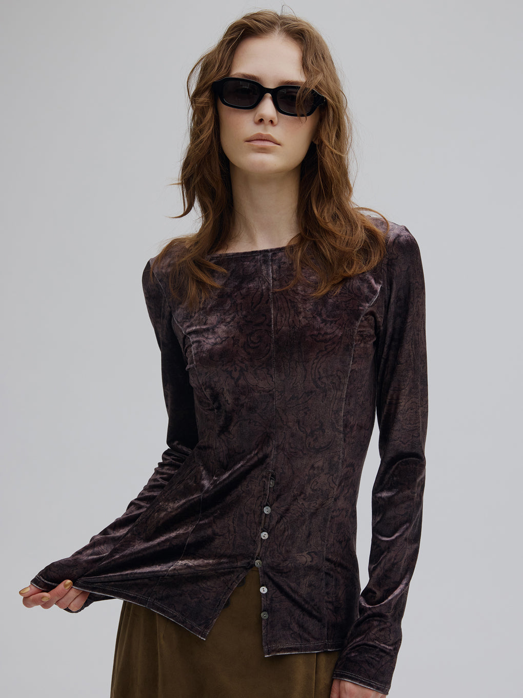 VINTAGE PAISLEY VELOUR TOP