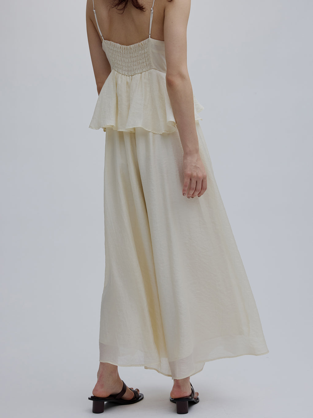 STRUCTURED PEPLUM CAMI ROMPERS