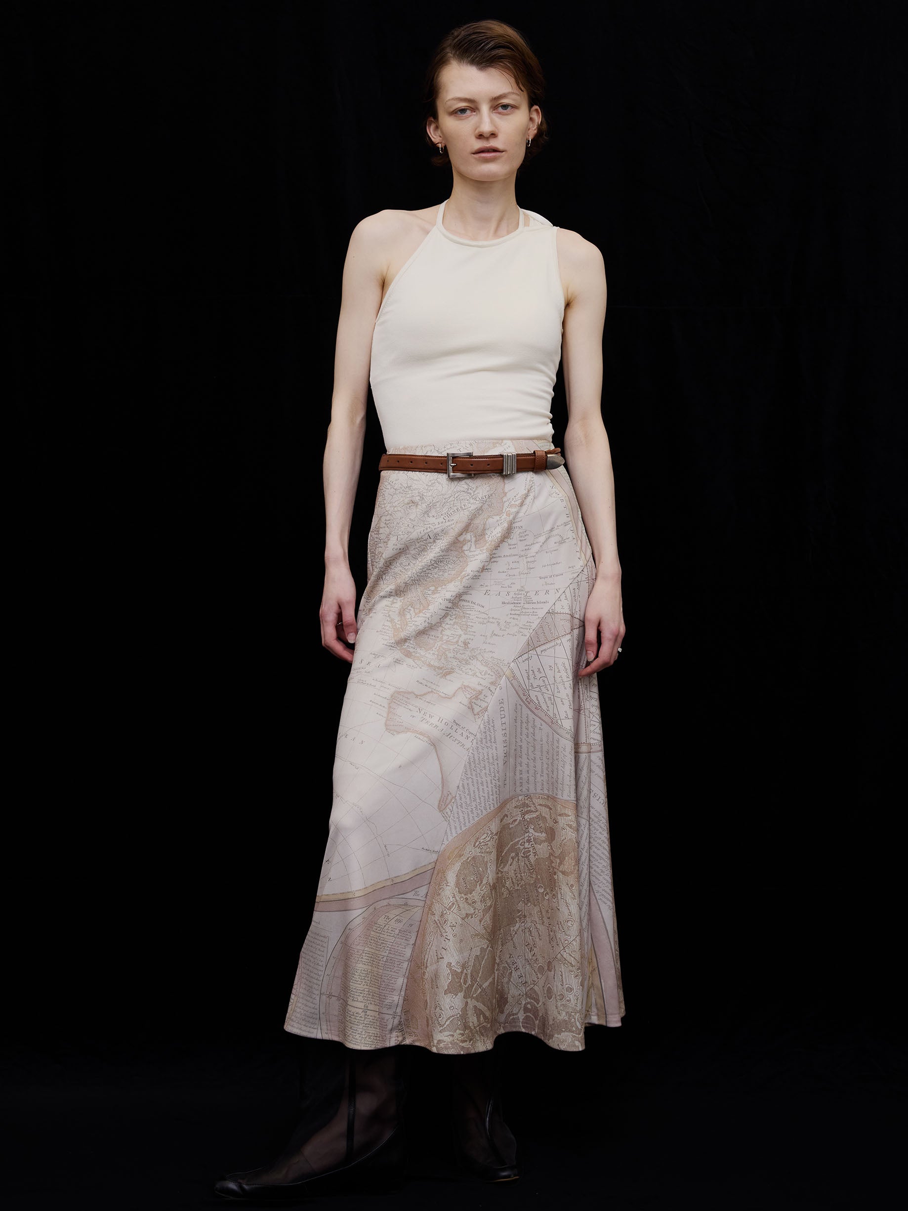 CARTOGRAPHIC PATTERN CUT SKIRT