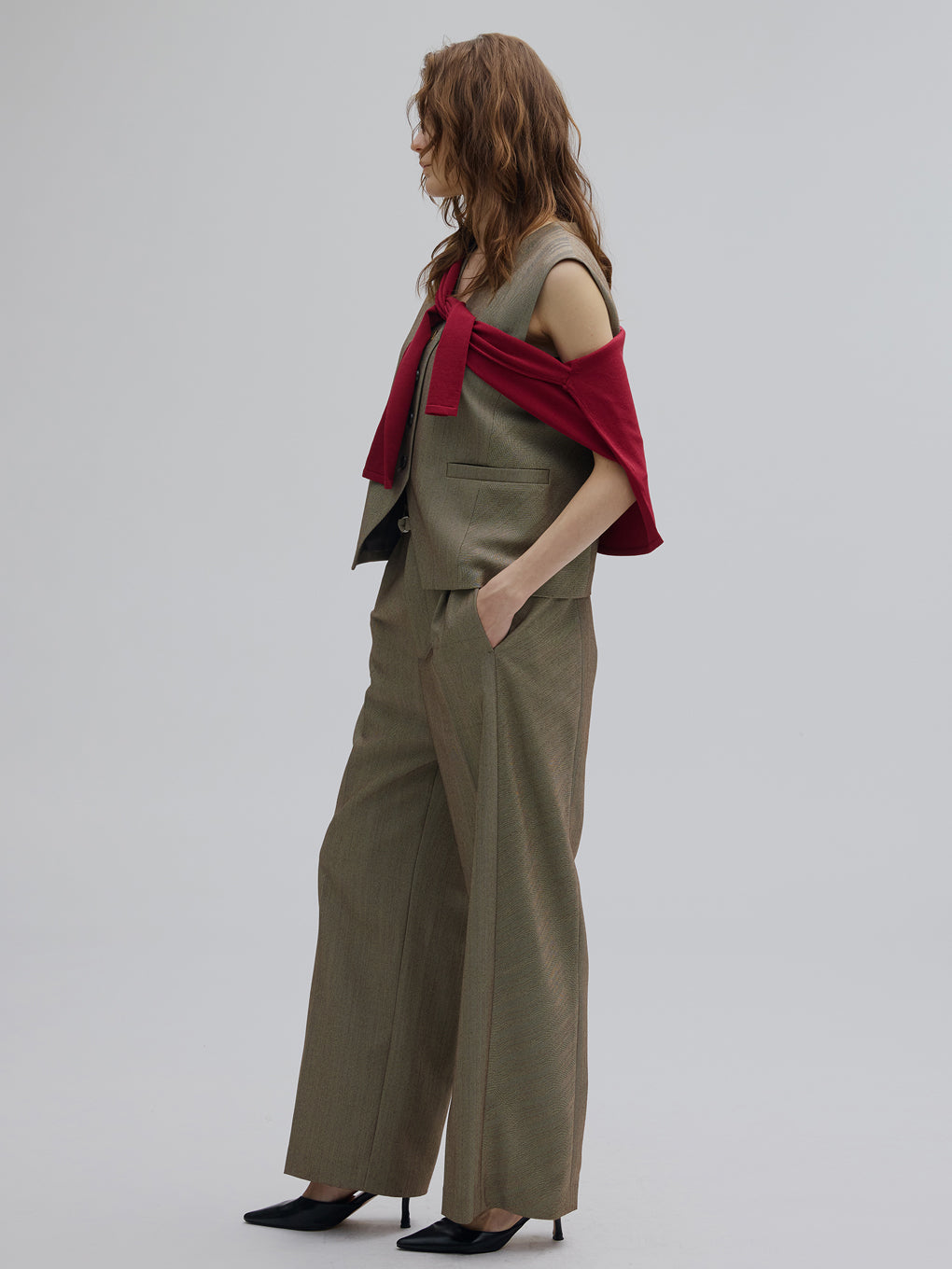 RANDOM HERRINGBONE STRAIGHT WIDE PANTS