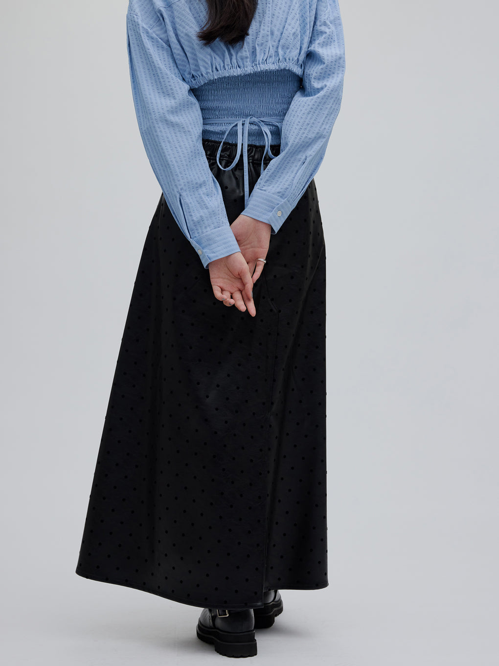 DOT FLOCKY LEATHER SKIRT