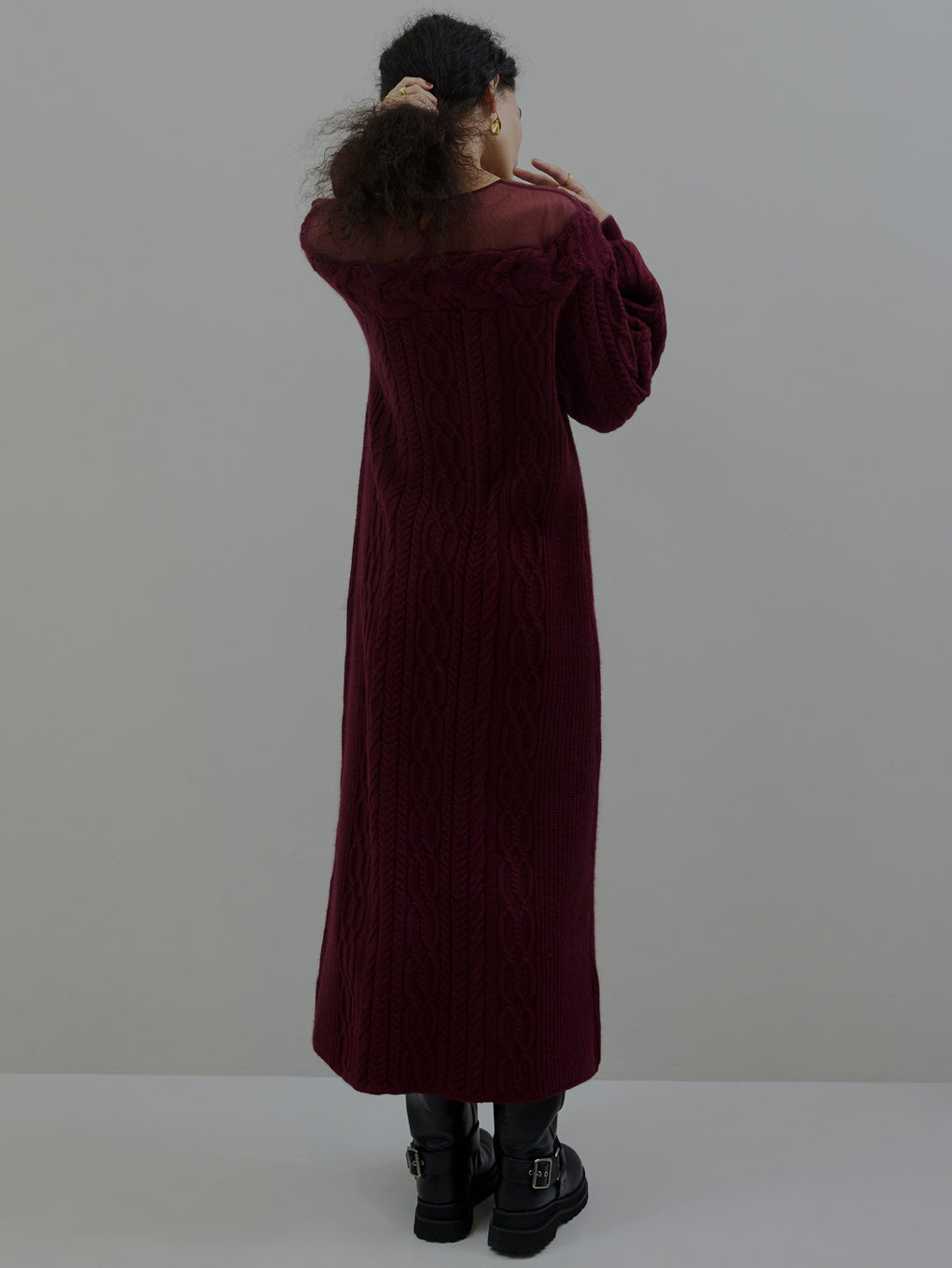 SHEER DOCKING LADY LIKE KNIT DRESS