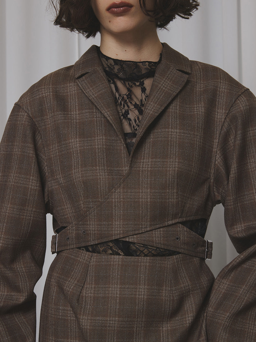 WAIST CROSS CHECK DRESS