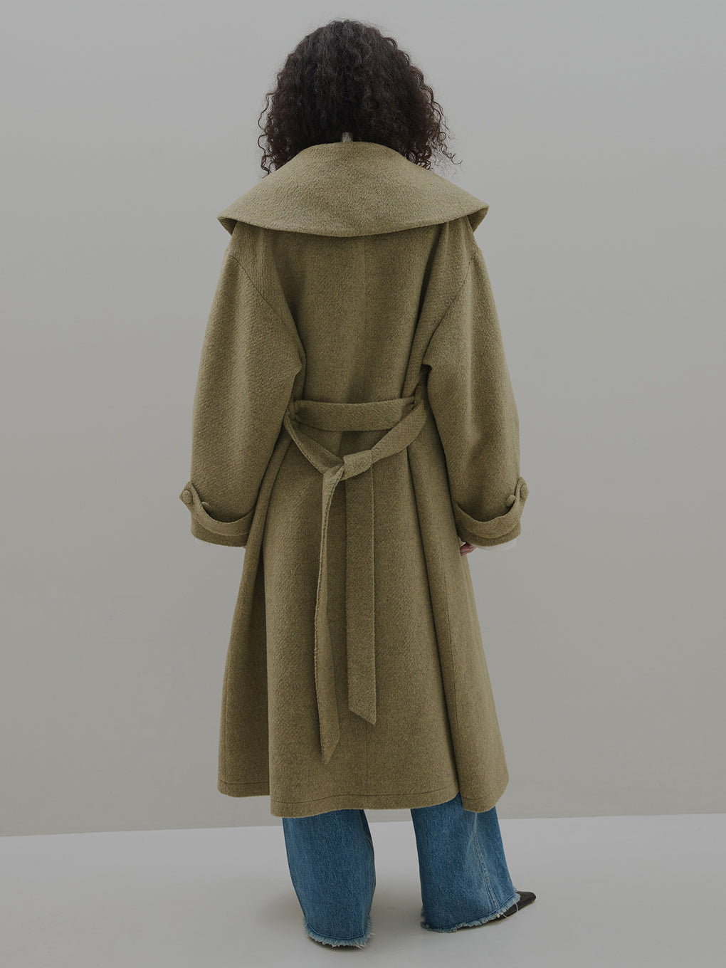 UND BIG ROUND COLLAR WOOL LONG COAT