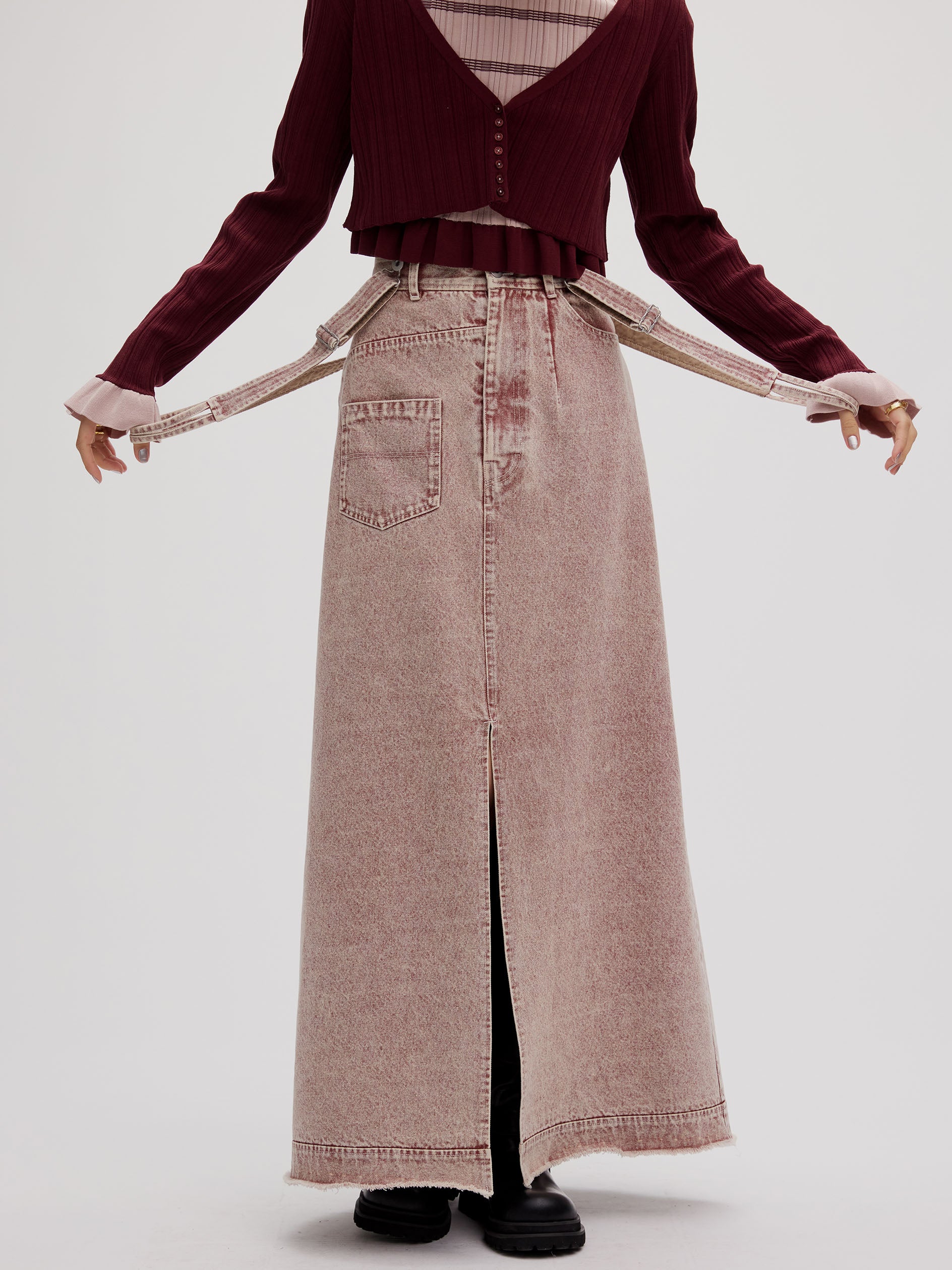 MEDI INVERT SUSPENDER DENIM SKIRT