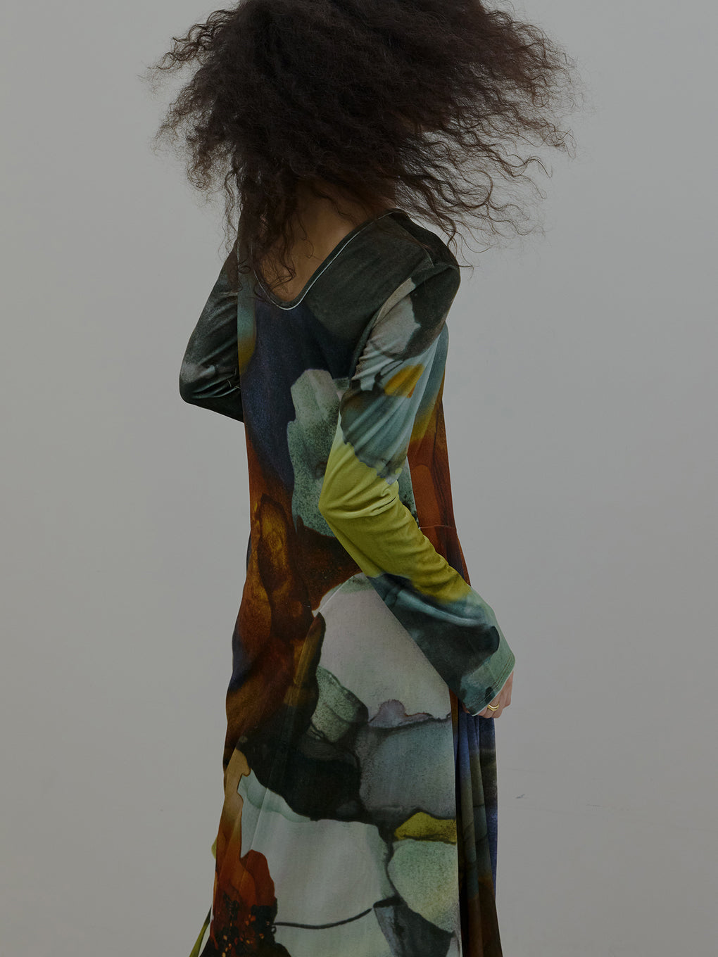 2WAY RUST INK ART VELOUR DRESS