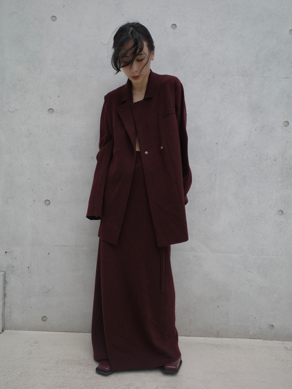 UND JACKET WINDING SKIRT KNIT SET DRESS