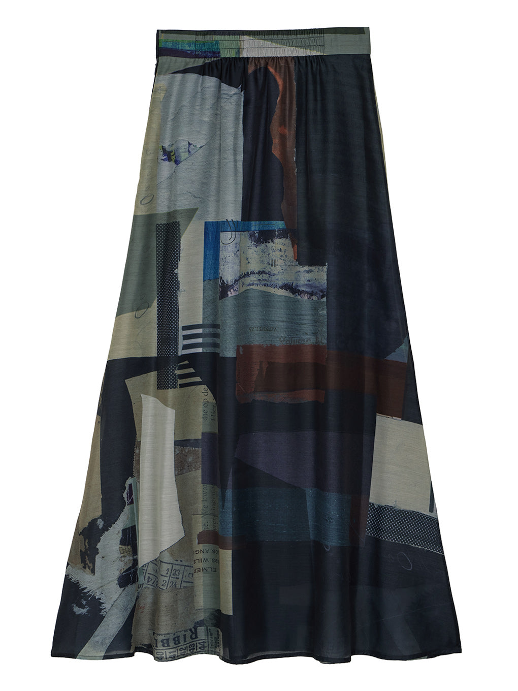 ART COLLAGE PRINT SHEER SKIRT