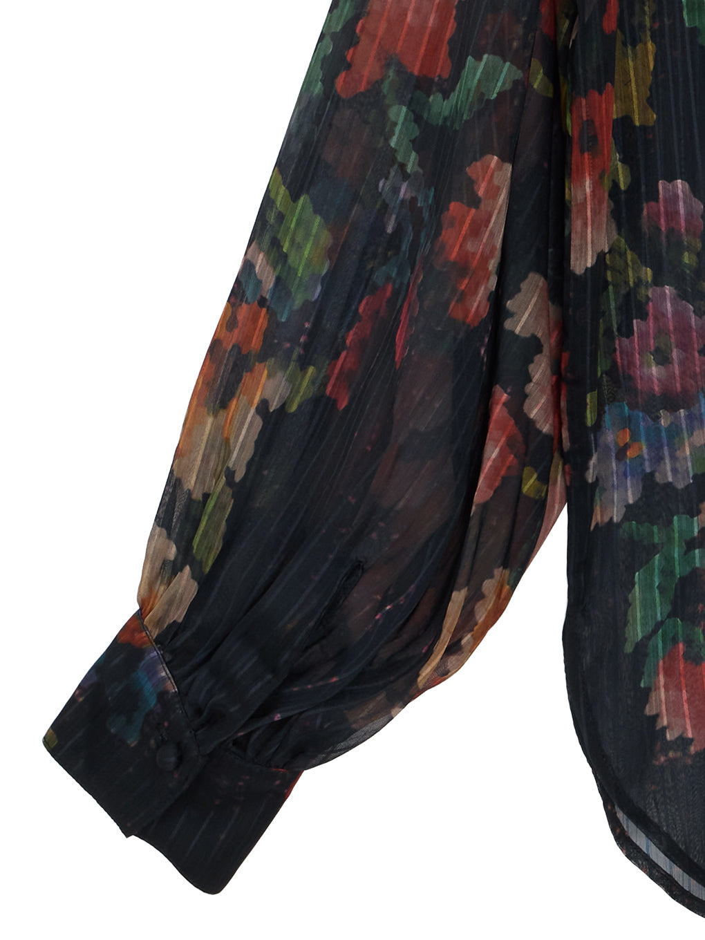 JACQUARD FLOWER PATTERN SHEER BLOUSE