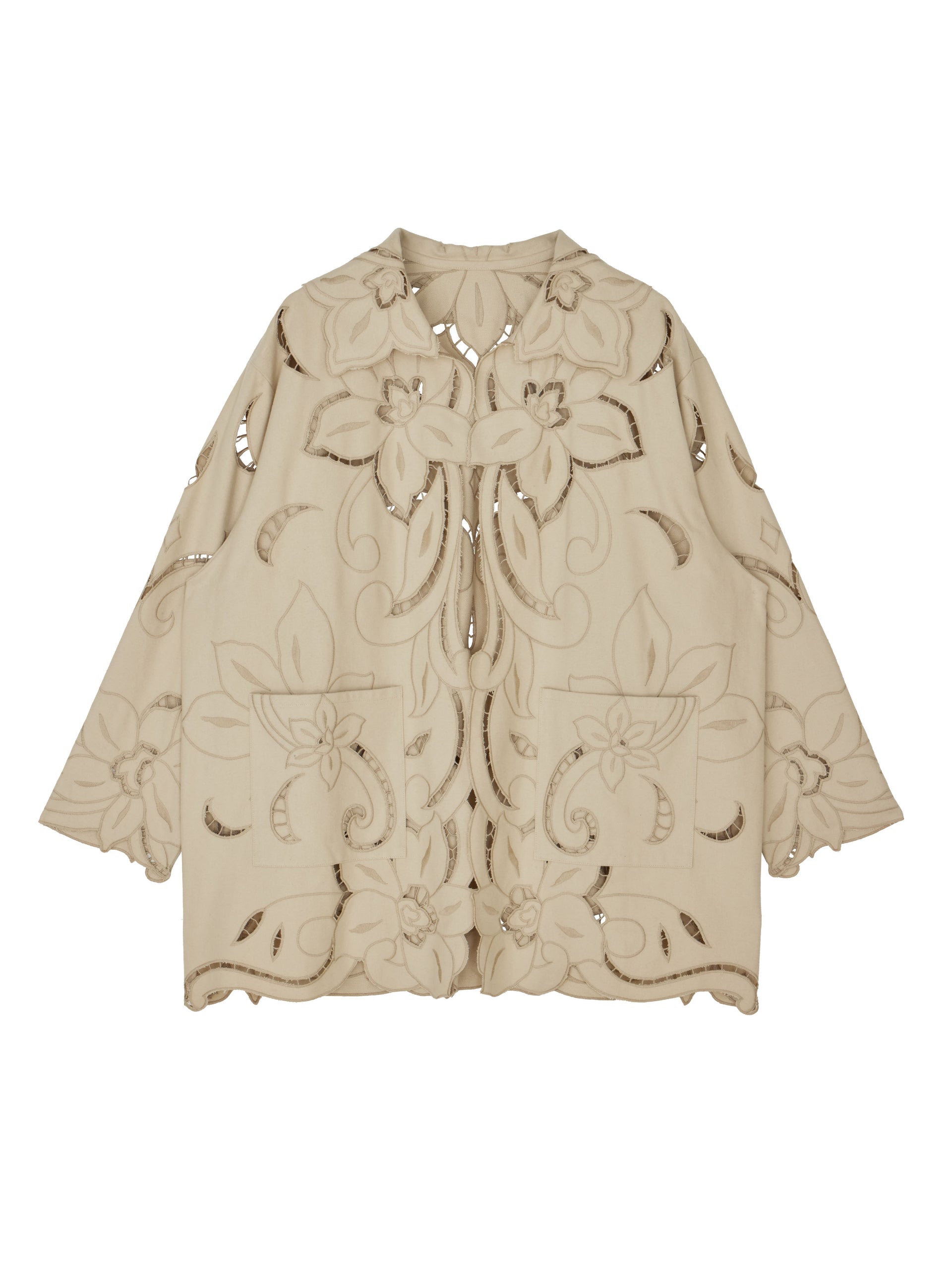 UND SCALLOPE EMBROIDERY OVERSIZE SHIRT 