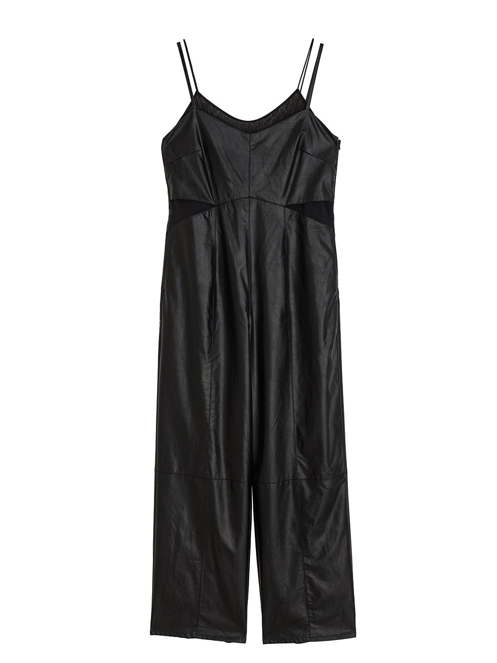 UND SHEER LAYERED  FAKE LEATHER ROMPERS