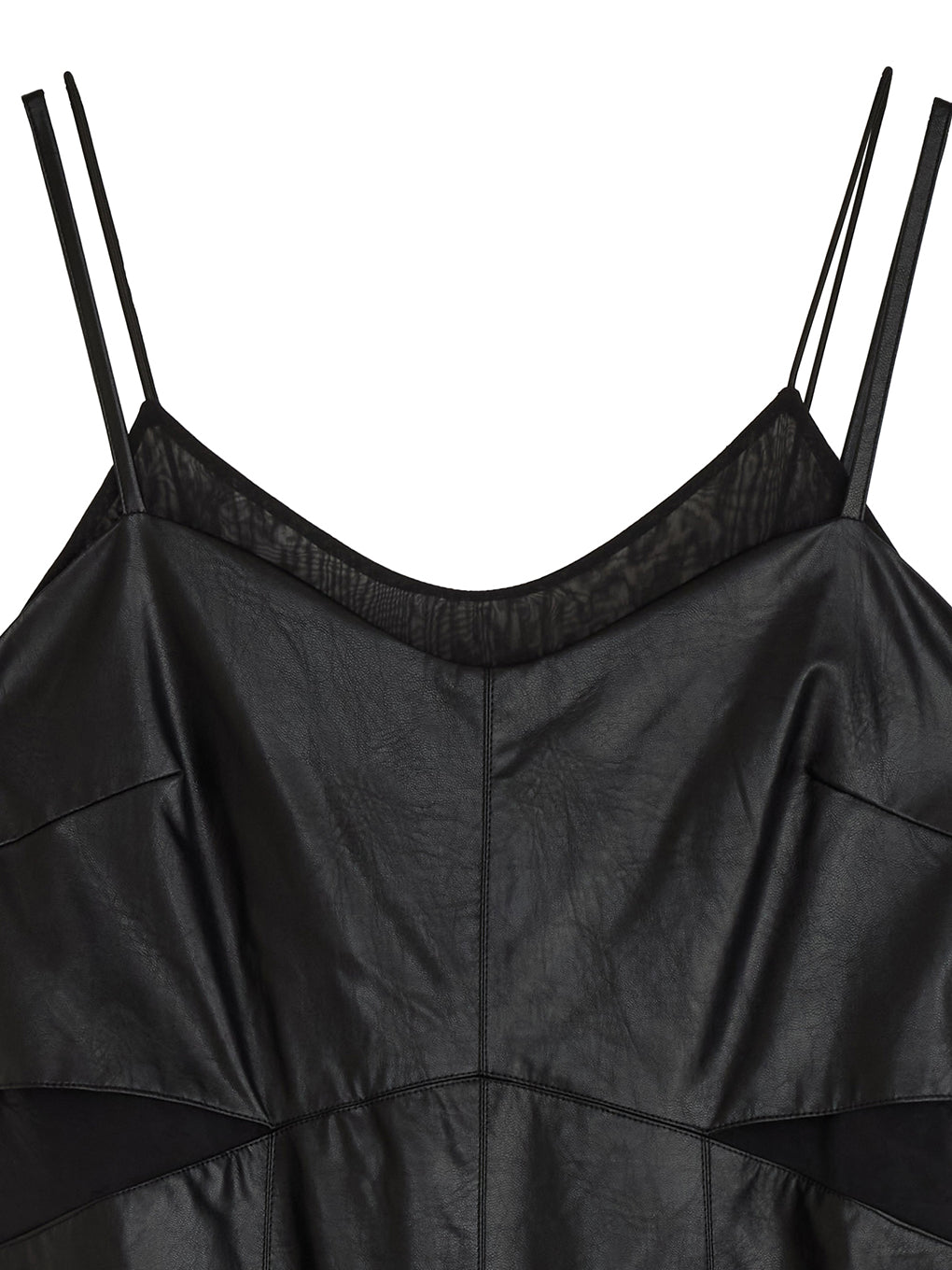 UND SHEER LAYERED  FAKE LEATHER ROMPERS